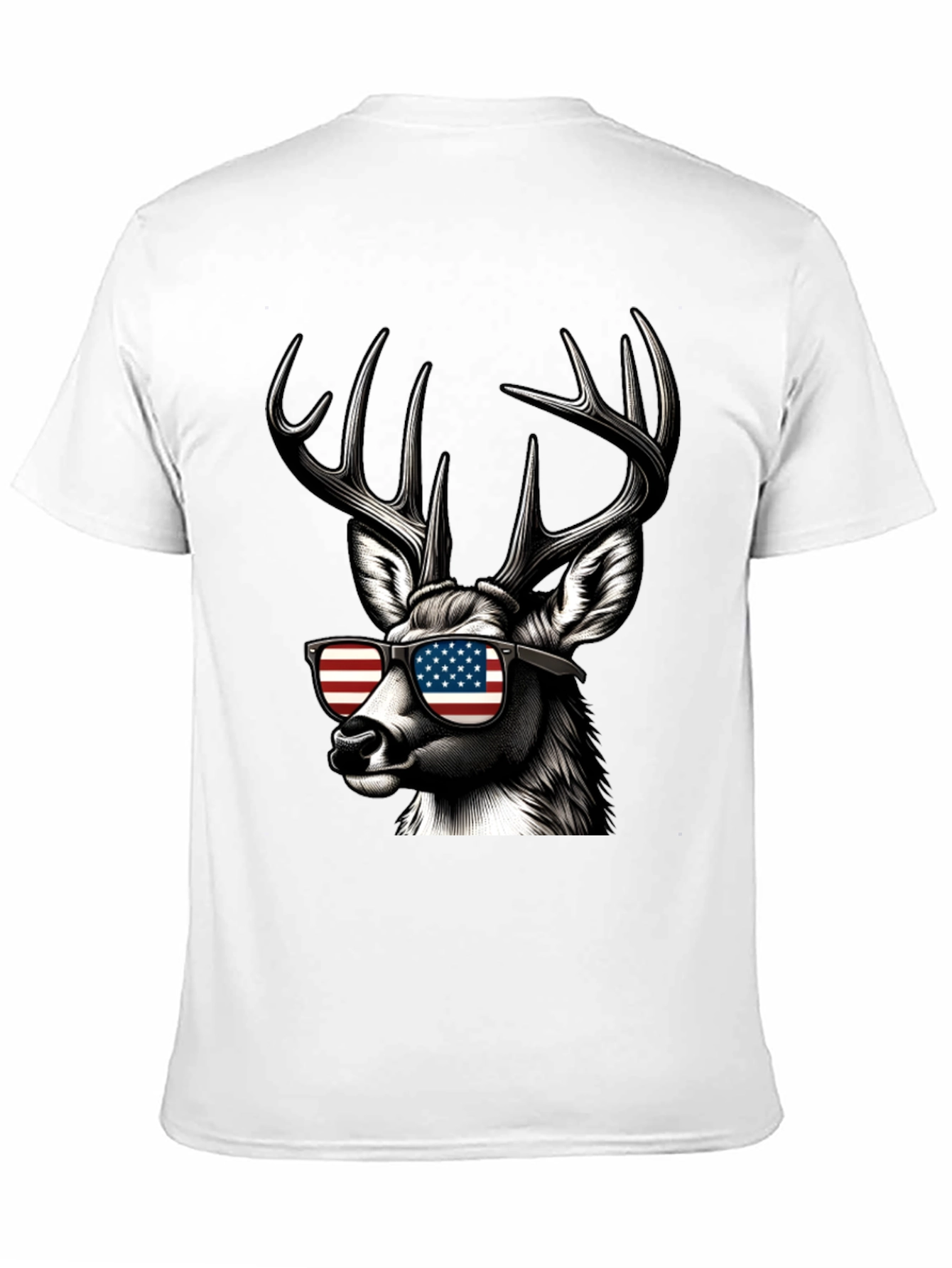 Patriotic Deer T-Shirt - American Flag Sunglasses