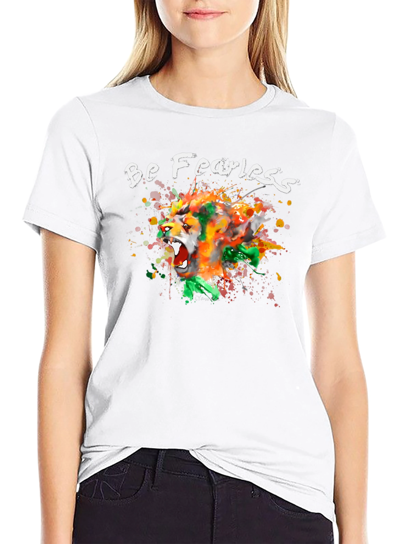 Be Fearless Lion Graphic Tee - Artistic T-Shirt