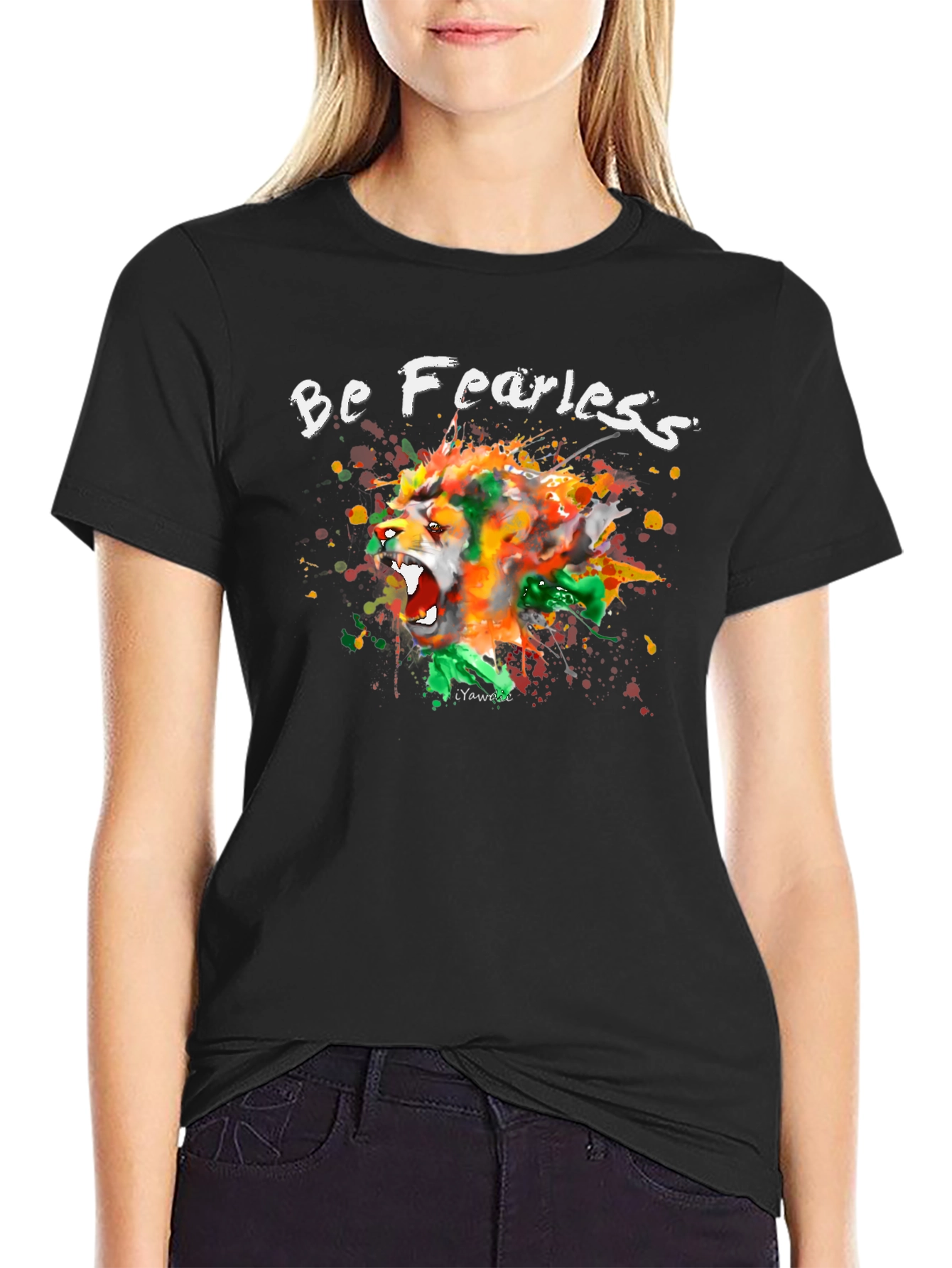 Be Fearless Lion Graphic Tee - Artistic T-Shirt