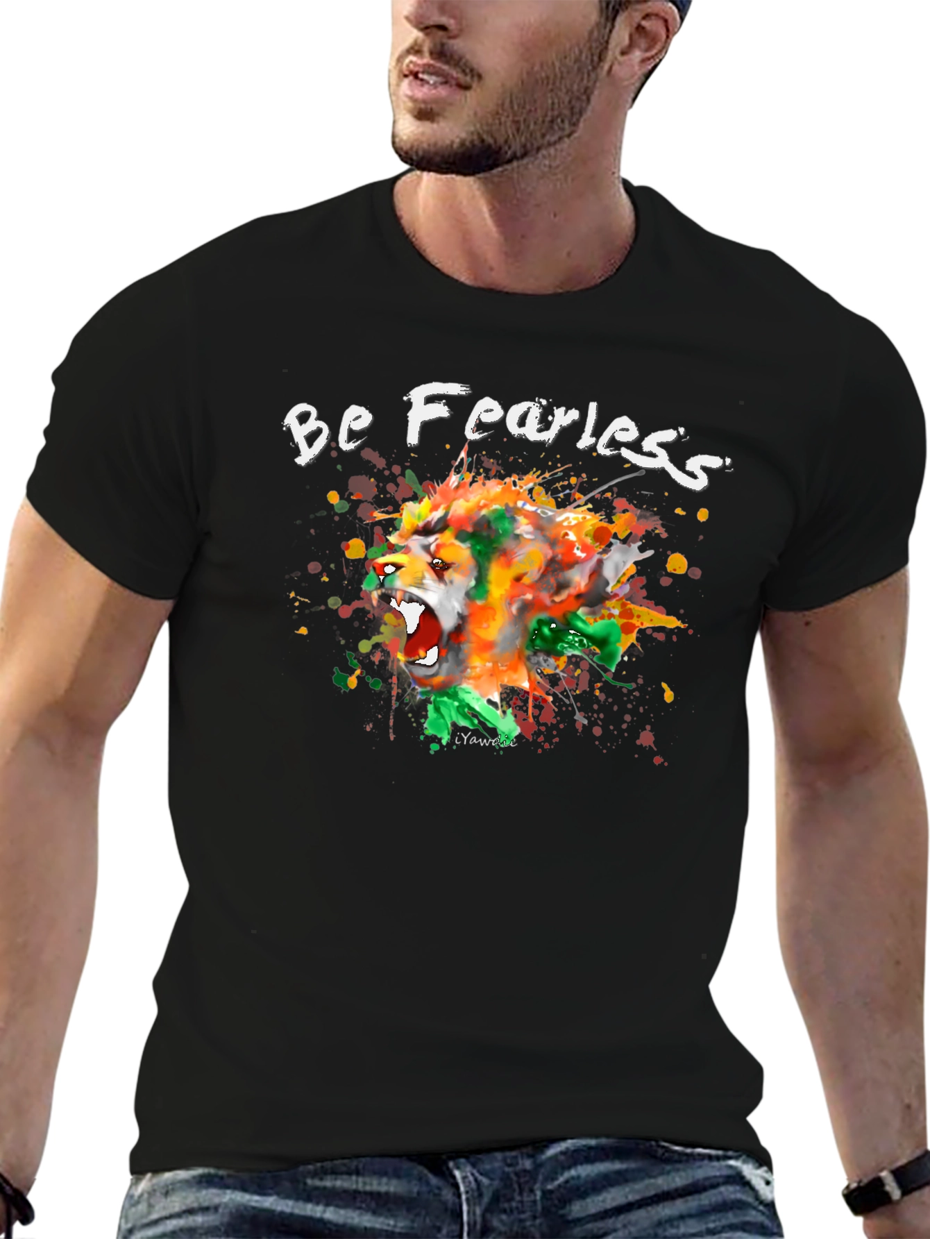Be Fearless Lion Graphic Tee - Artistic T-Shirt