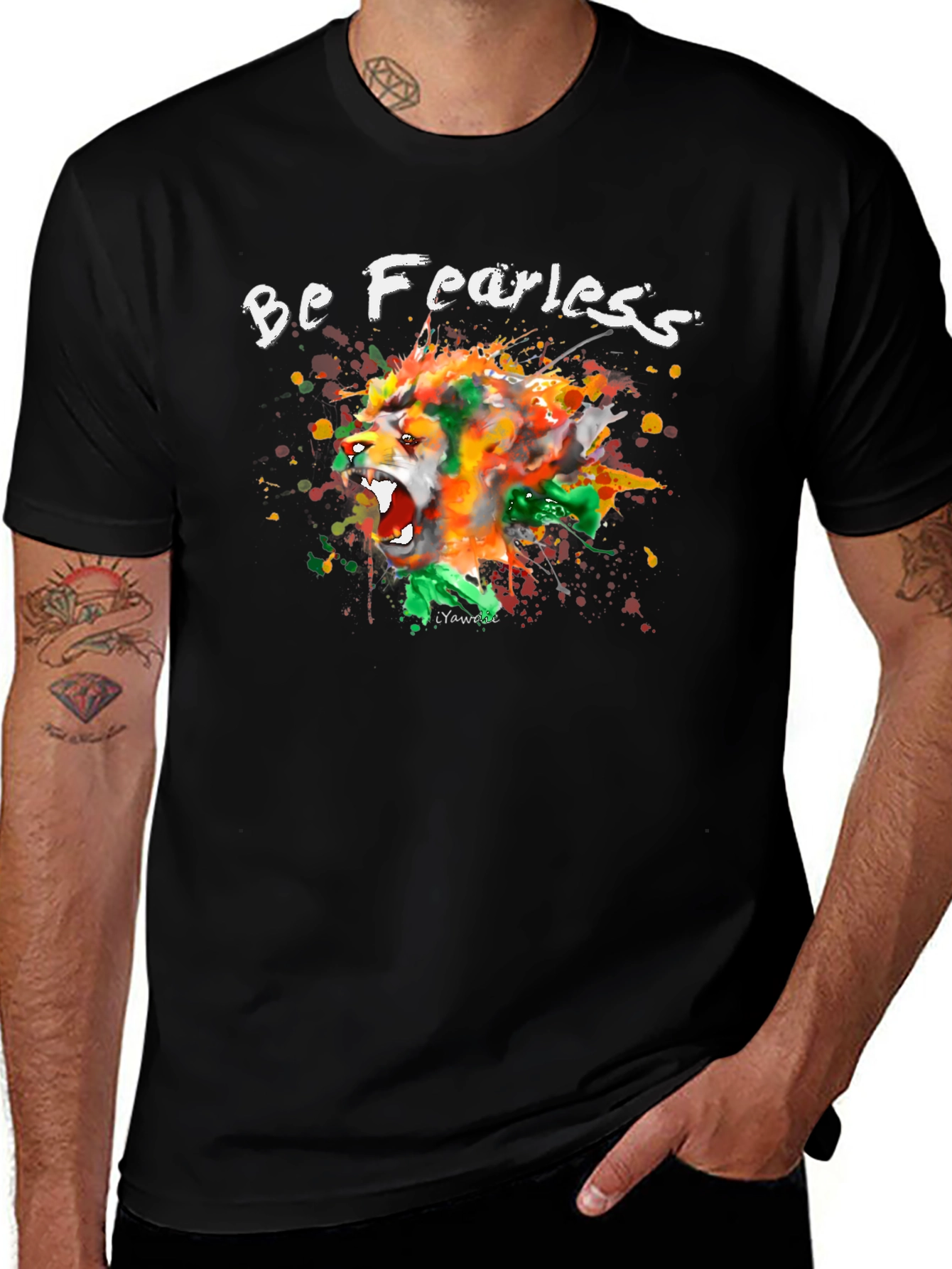 Be Fearless Lion Graphic Tee - Artistic T-Shirt