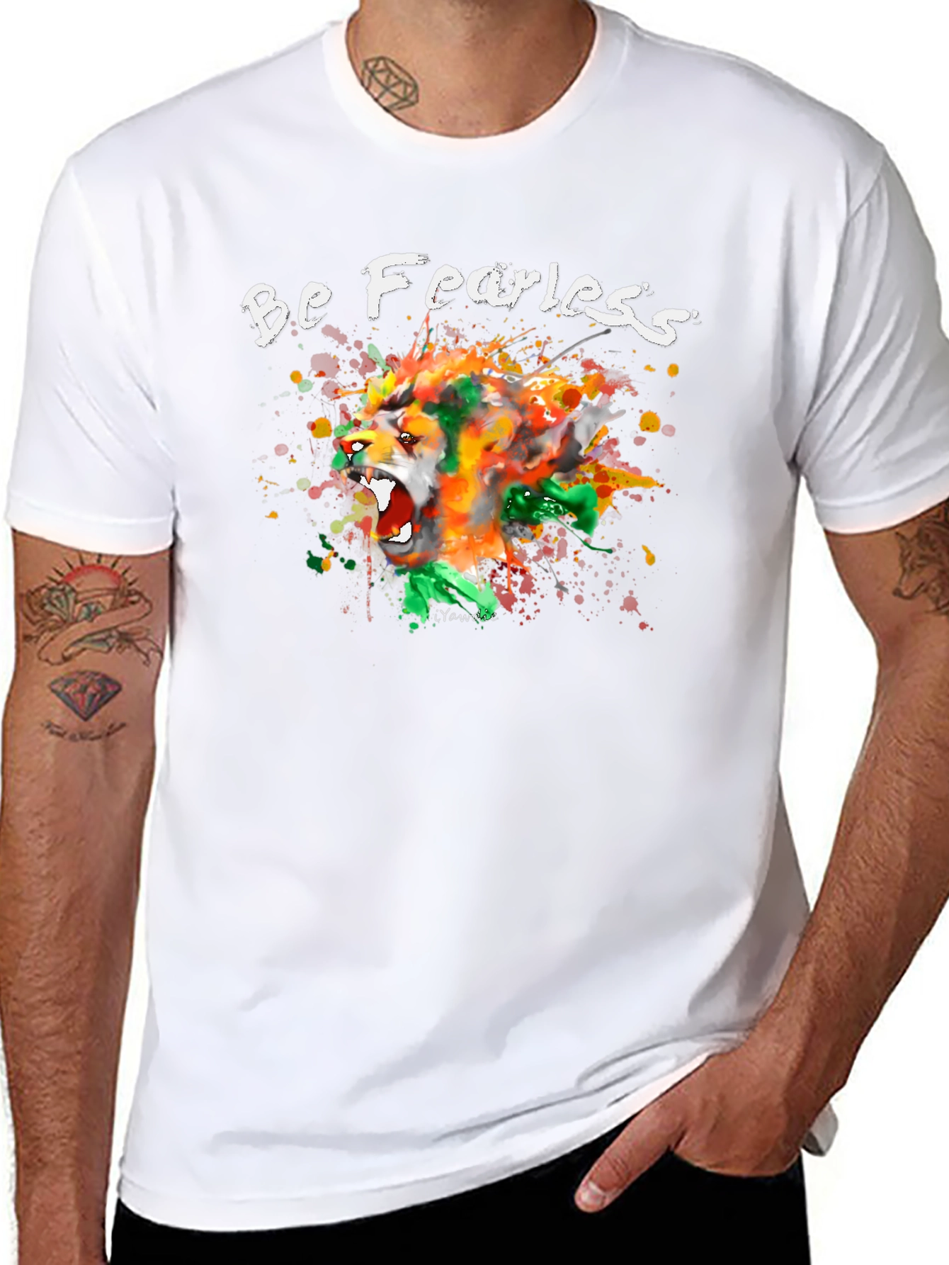 Be Fearless Lion Graphic Tee - Artistic T-Shirt
