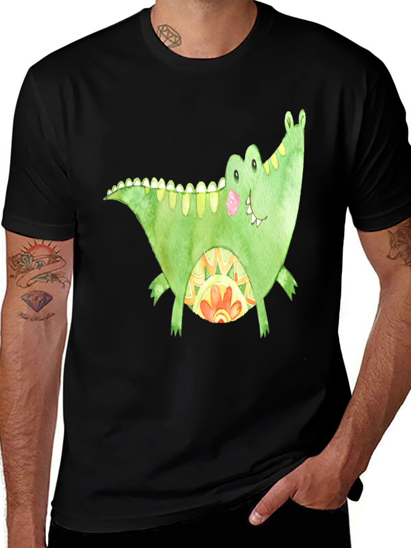 Fun Alligator Graphic Tee - Black