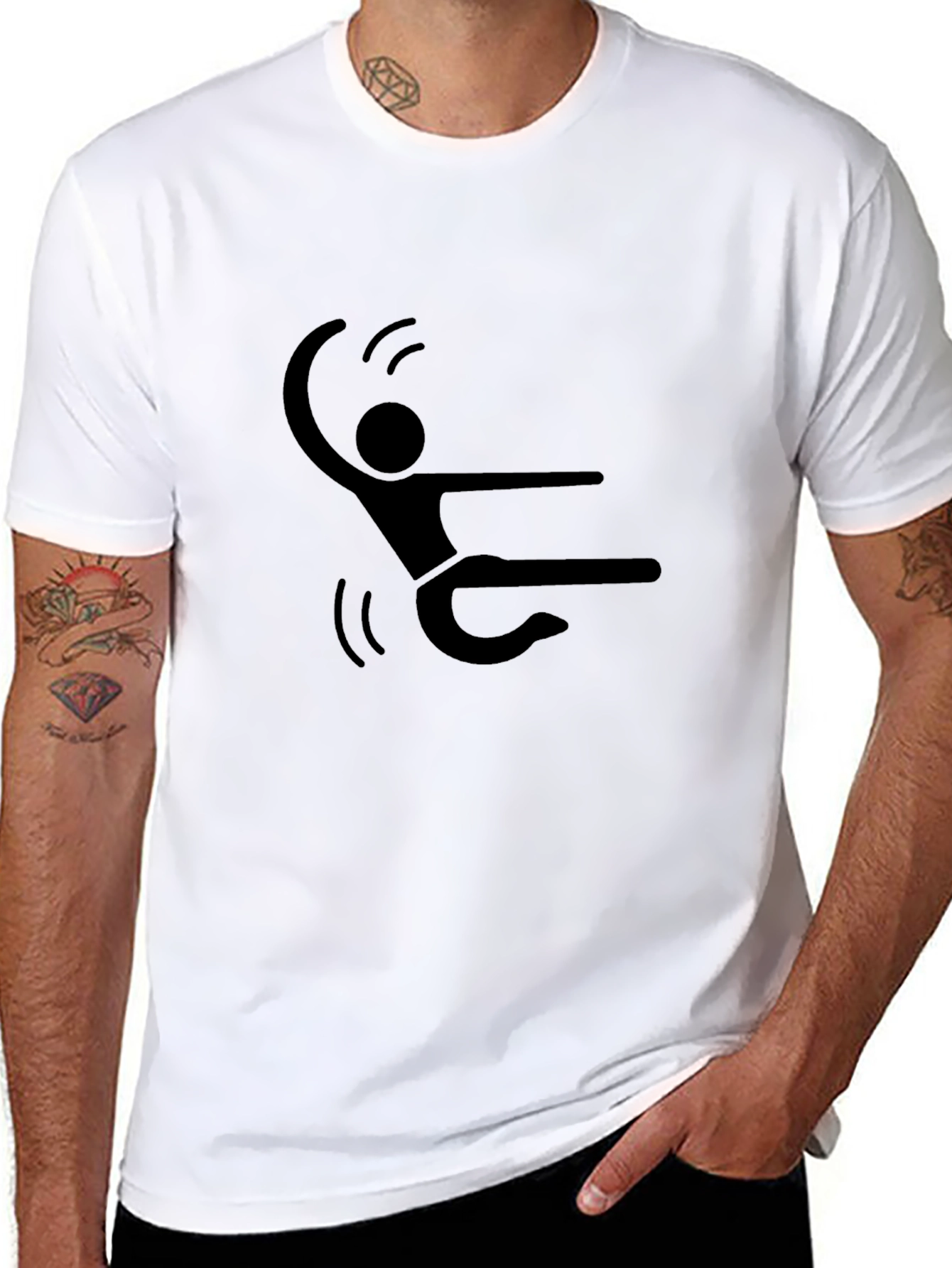 Stick Figure Skydive Black T-Shirt
