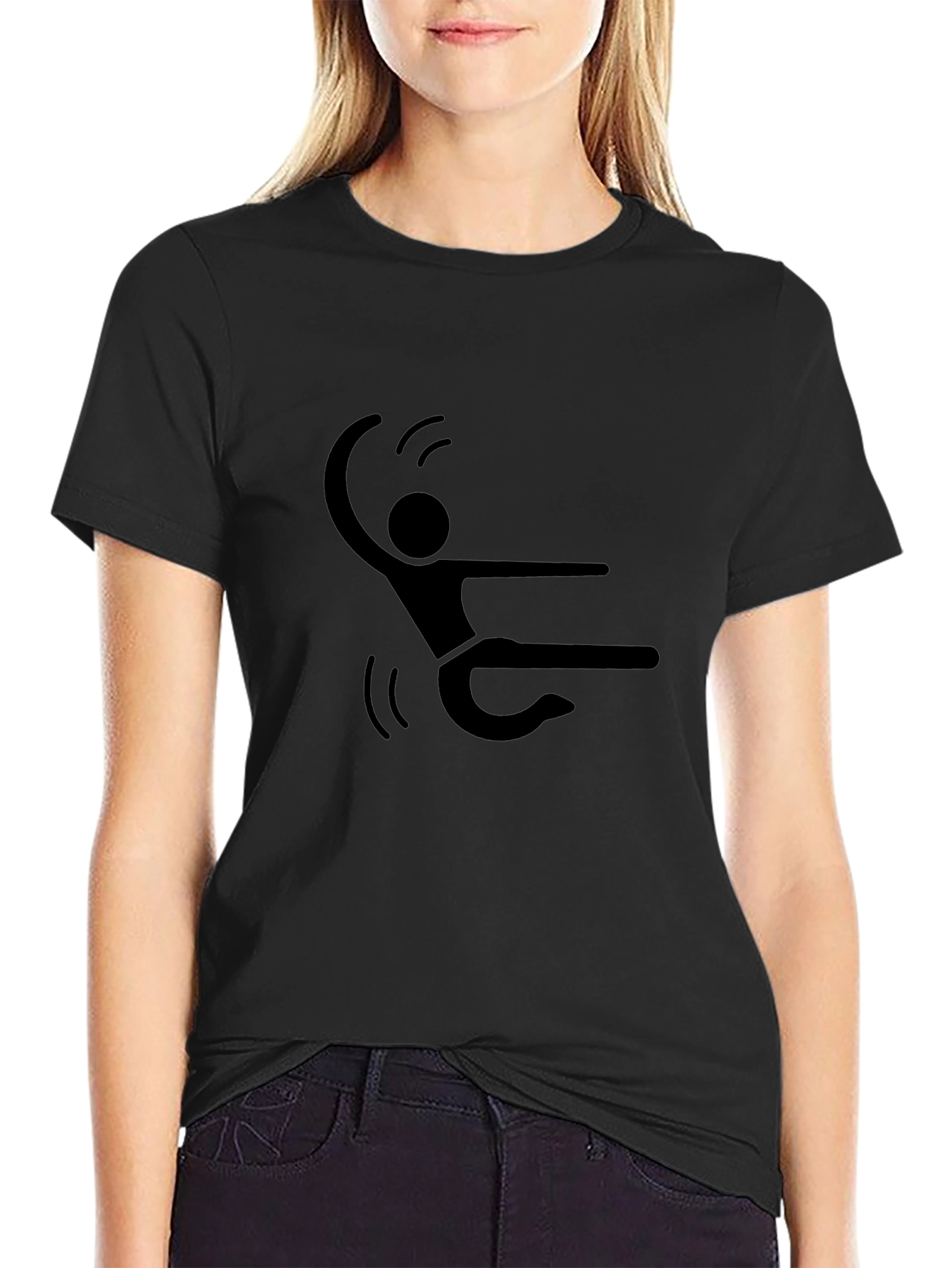Stick Figure Skydive Black T-Shirt