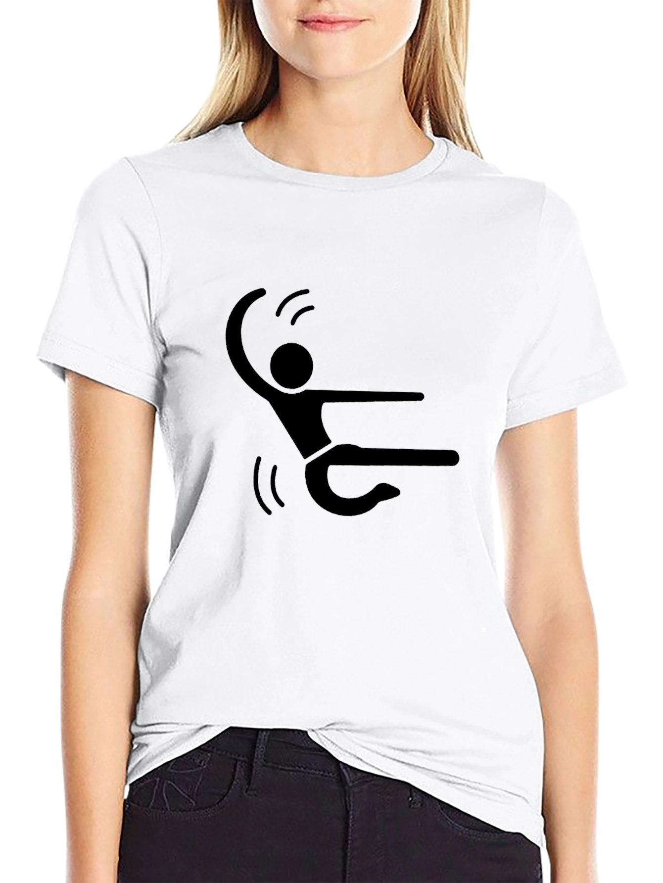 Stick Figure Skydive Black T-Shirt