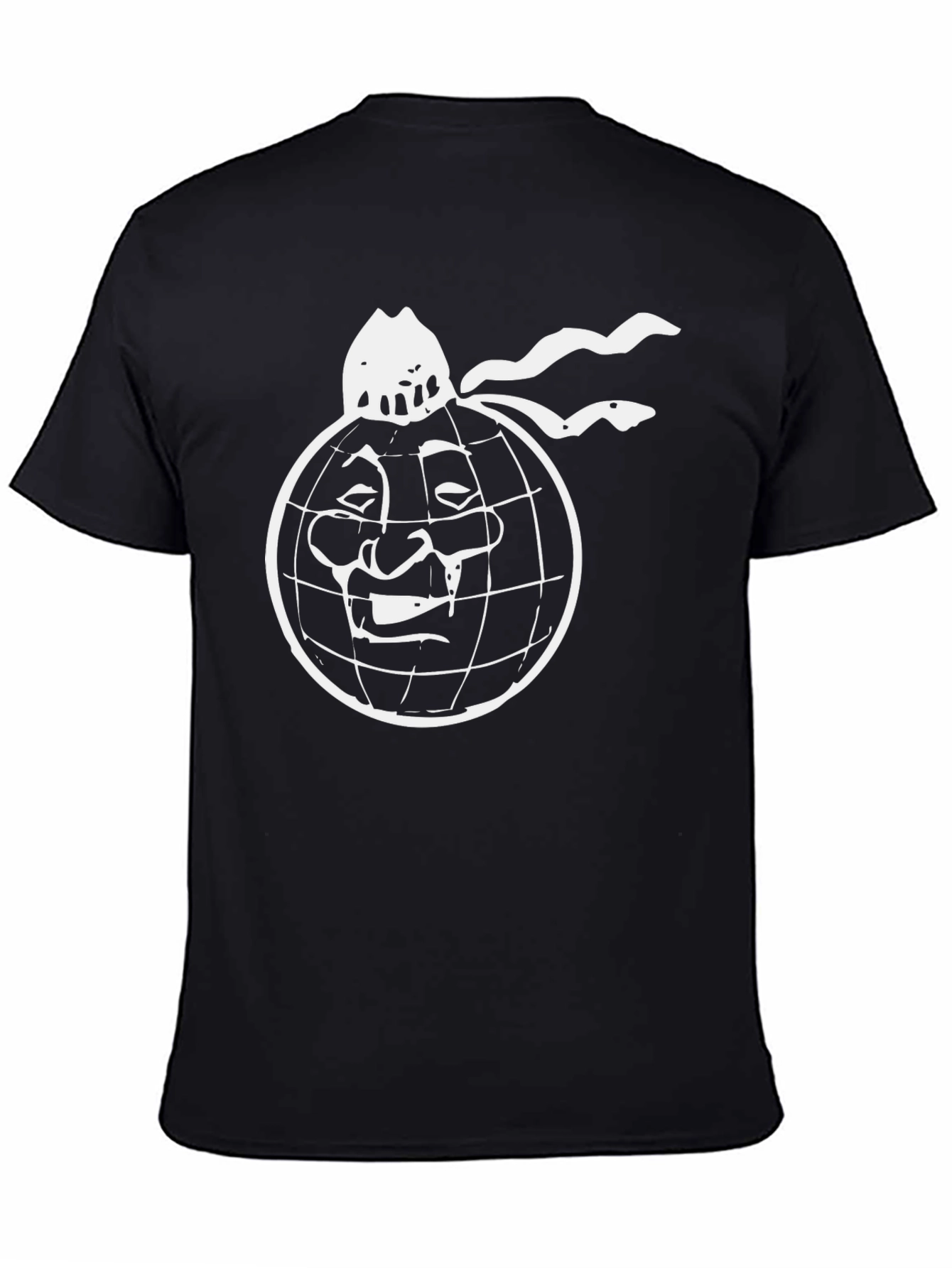 Black T-Shirt with World Face Graphic