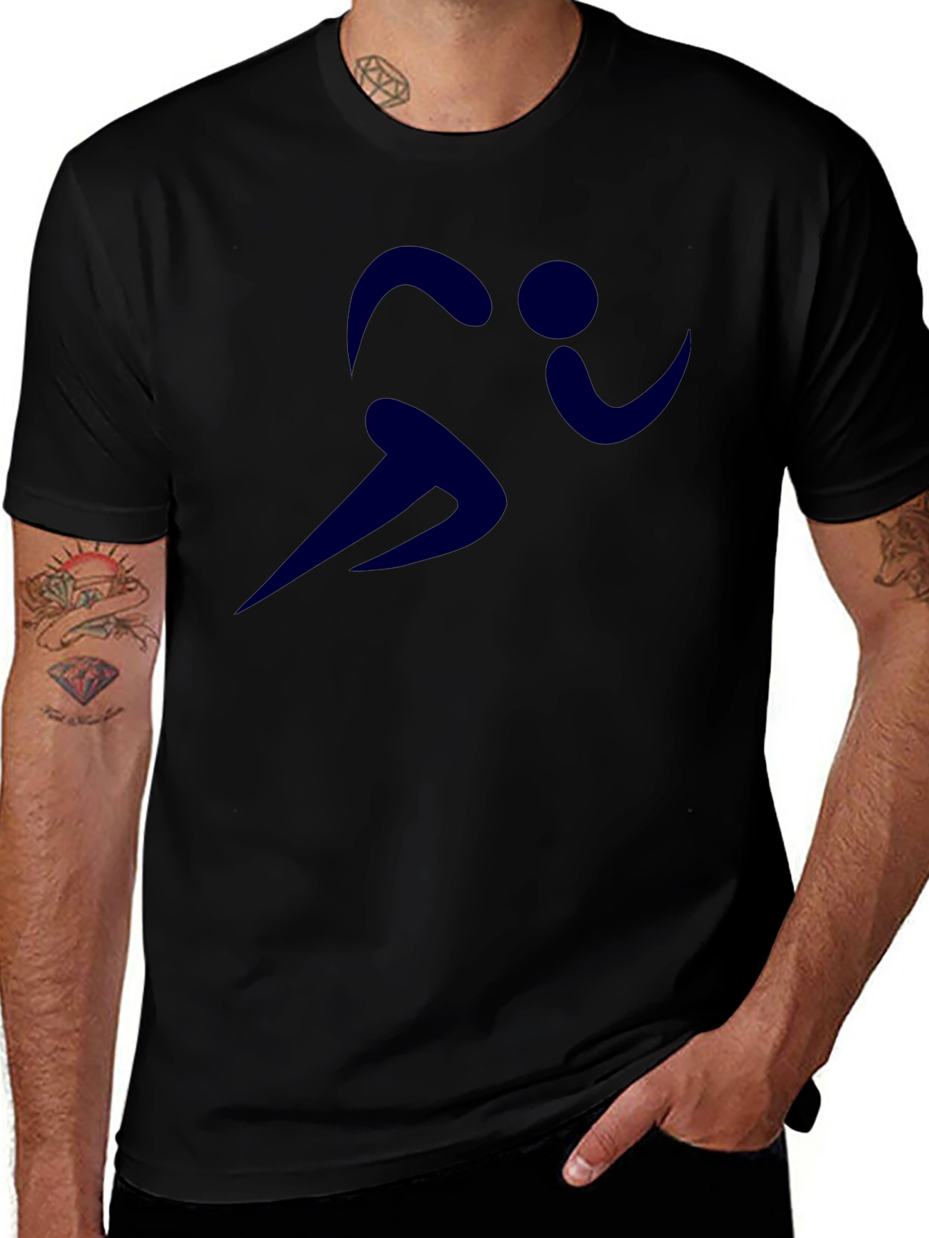 Mens Black Running Graphic Tee - Athletic Style