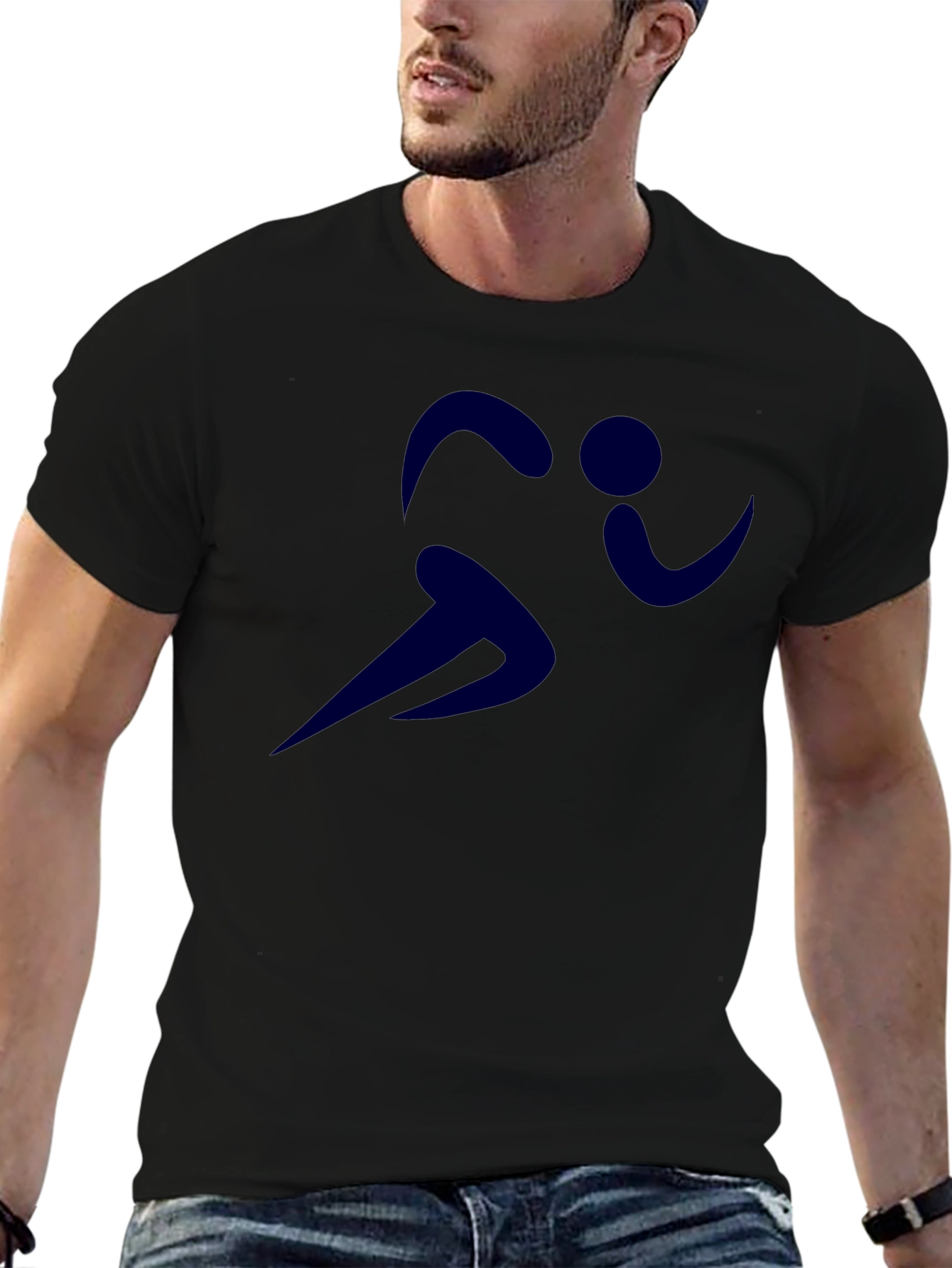Mens Black Running Graphic Tee - Athletic Style