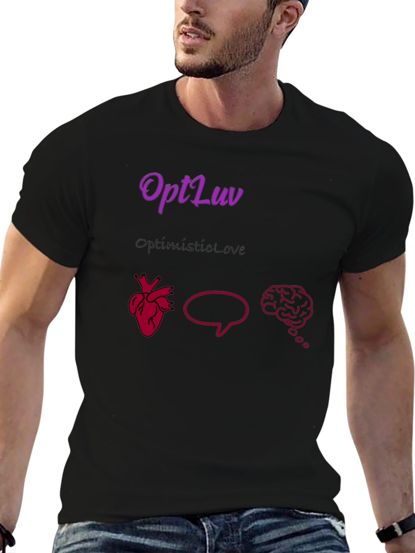 OptLuv Heart Mind Black Graphic T-Shirt