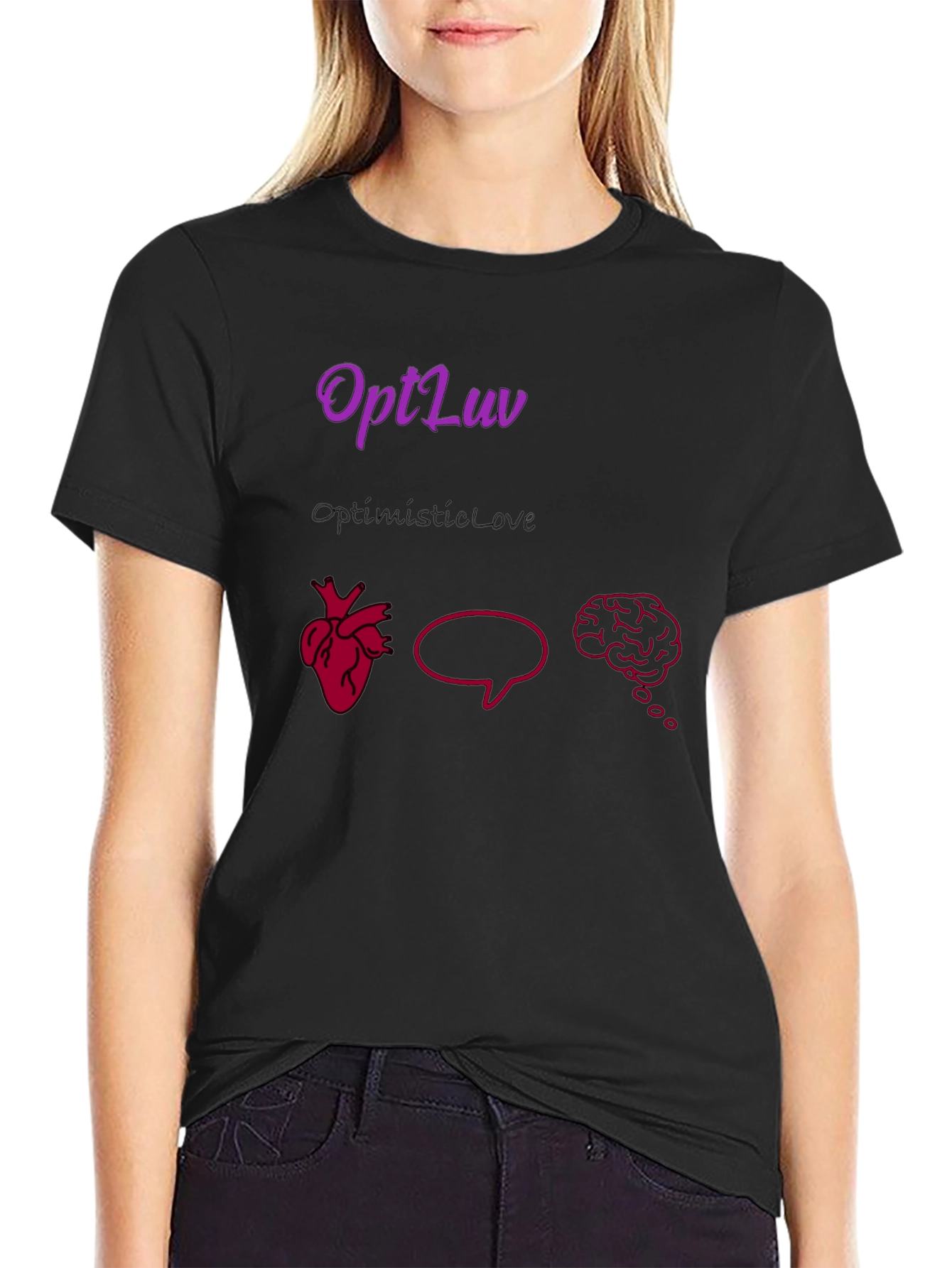 OptLuv Heart Mind Black Graphic T-Shirt