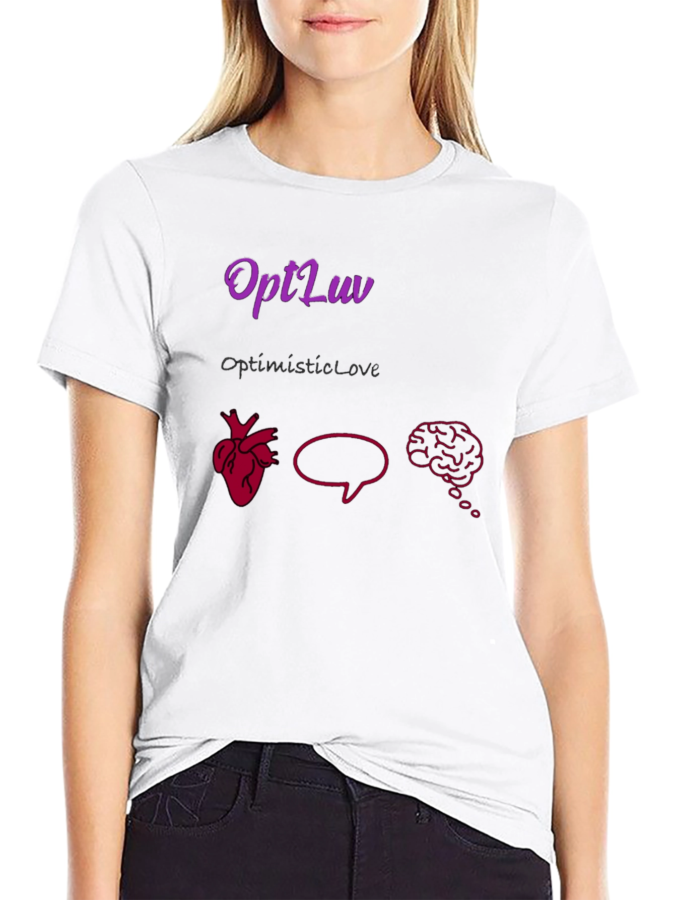 OptLuv Heart Mind Black Graphic T-Shirt