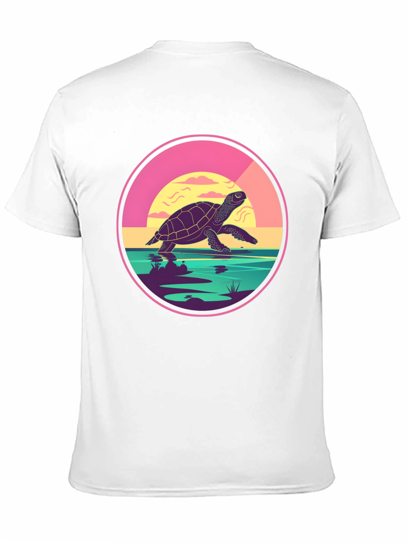 Turtle Sunset Graphic Tee - Unique Round Design