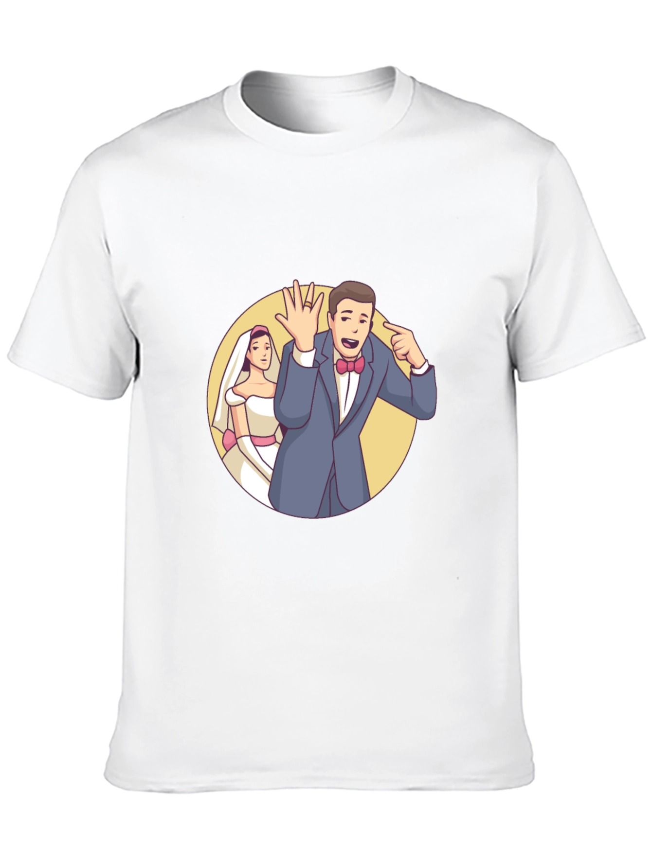 Cartoon Wedding Couple Black T-Shirt