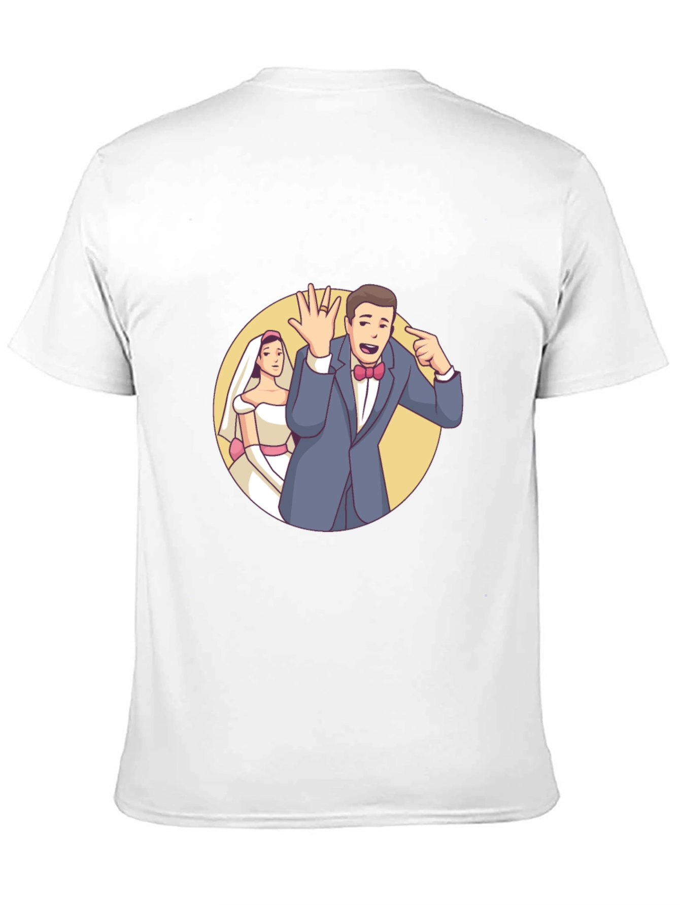 Cartoon Wedding Couple Black T-Shirt