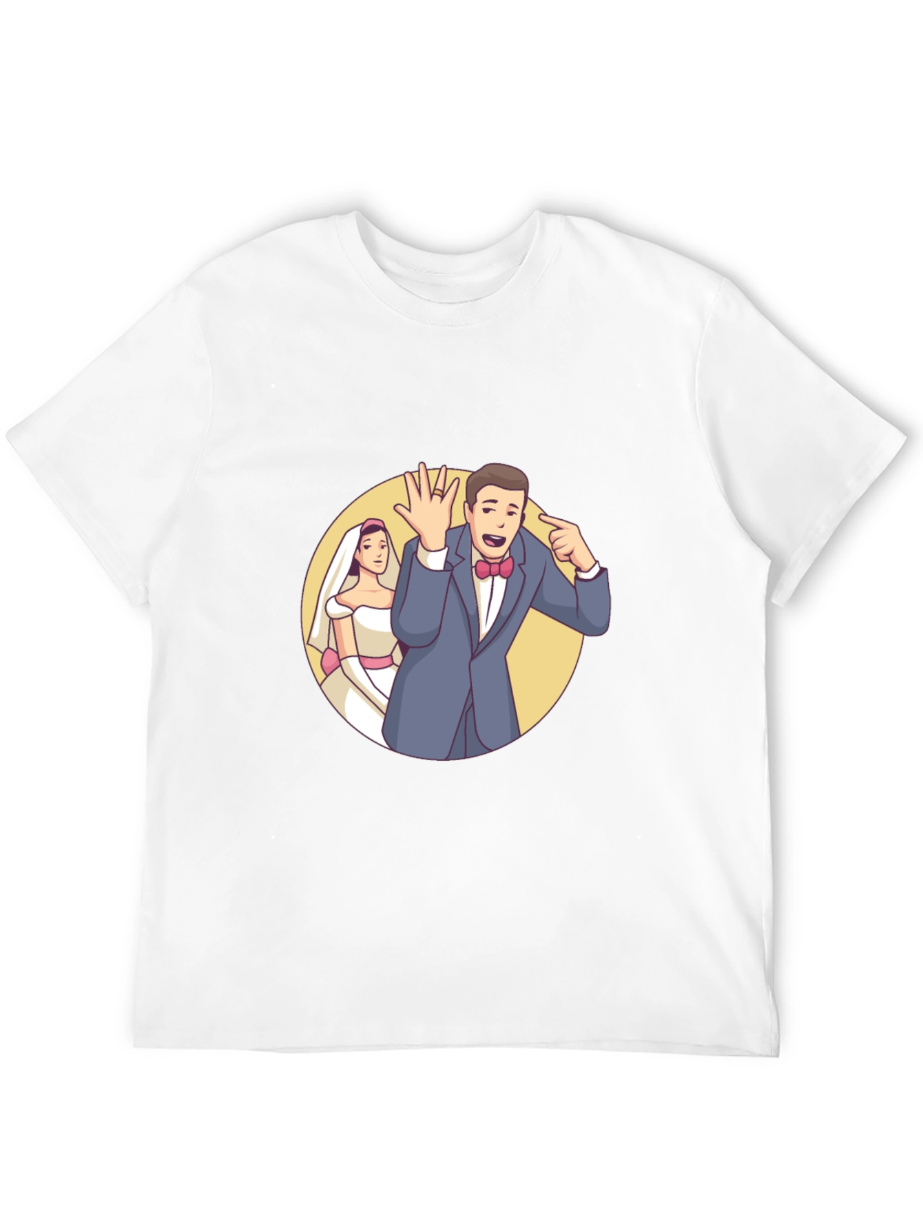 Cartoon Wedding Couple Black T-Shirt