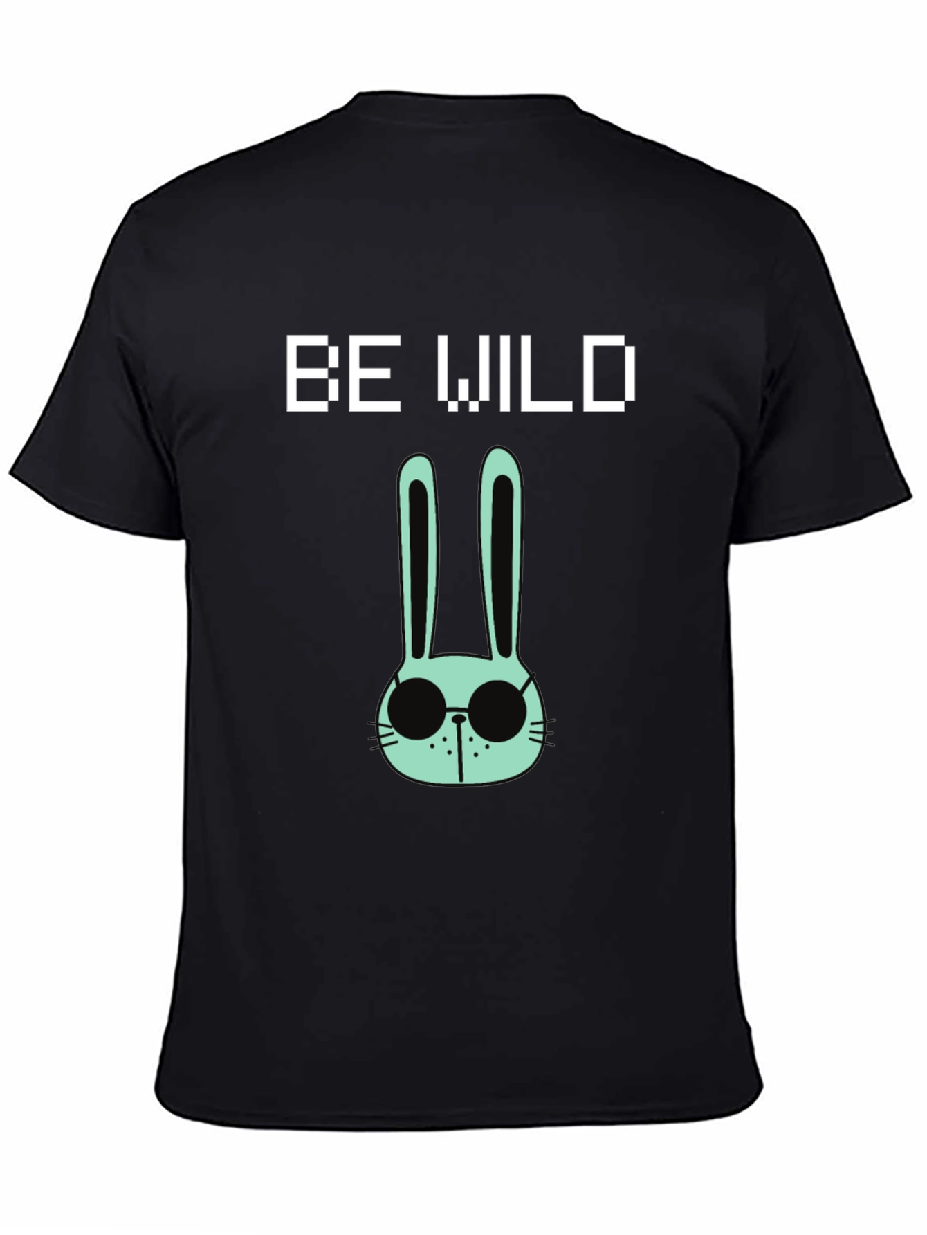 Be Wild Rabbit Graphic Tee - Black Cotton T-Shirt