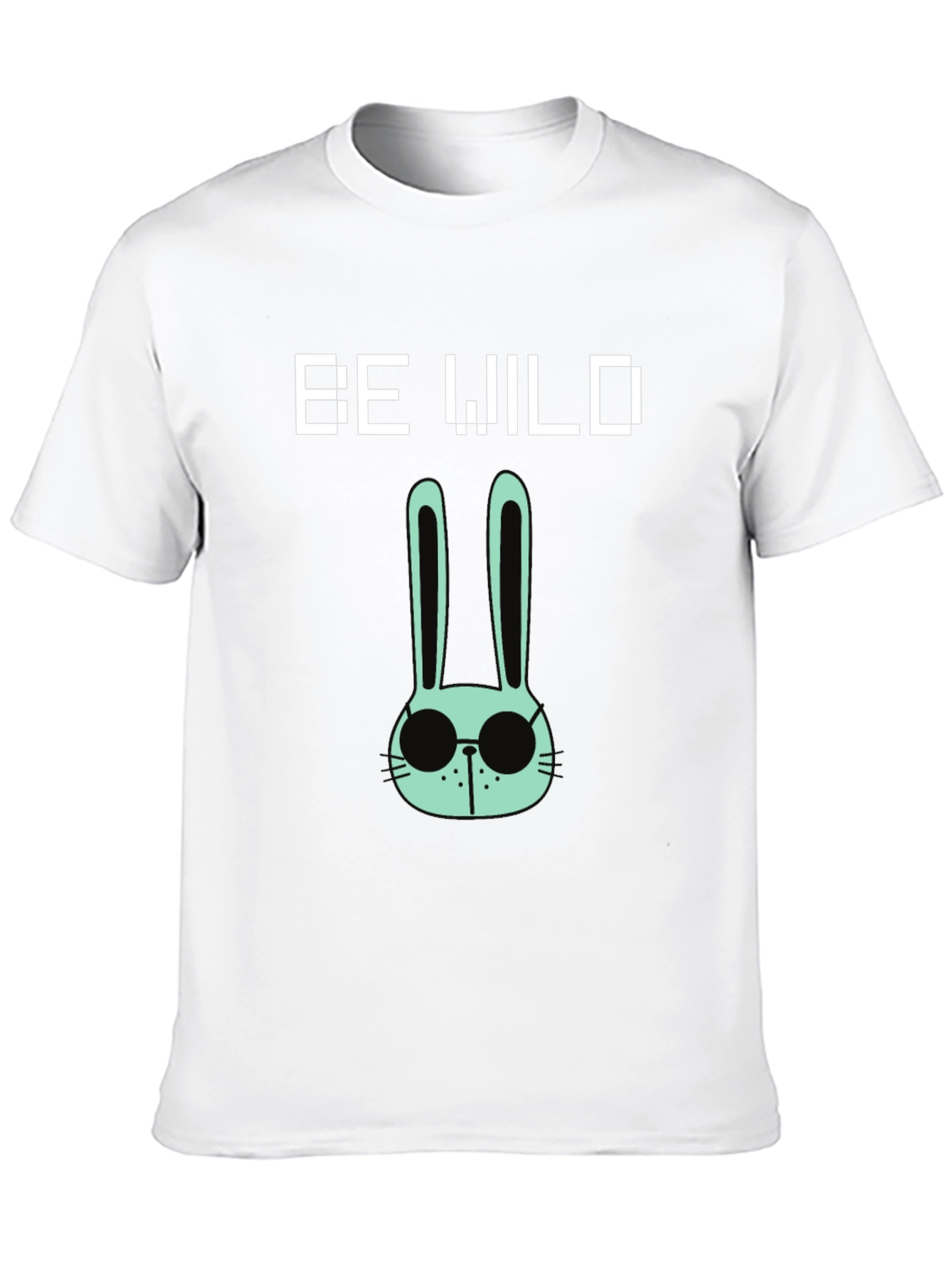 Be Wild Rabbit Graphic Tee - Black Cotton T-Shirt