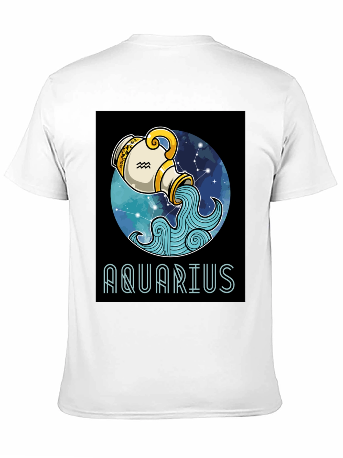 Aquarius Zodiac T-Shirt - Black Cotton Blend