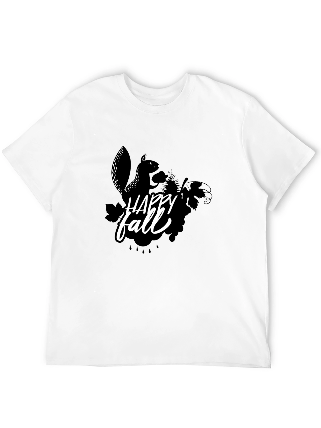 Happy Fall Squirrel Black T-Shirt