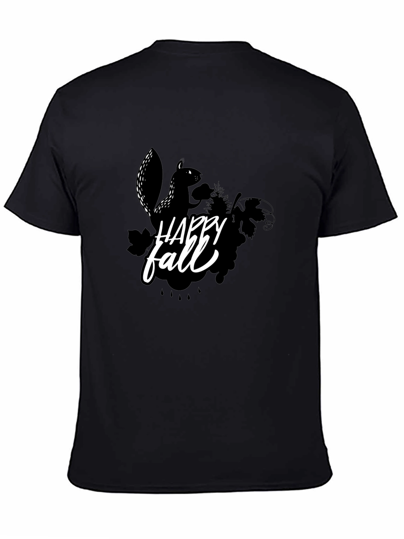 Happy Fall Squirrel Black T-Shirt