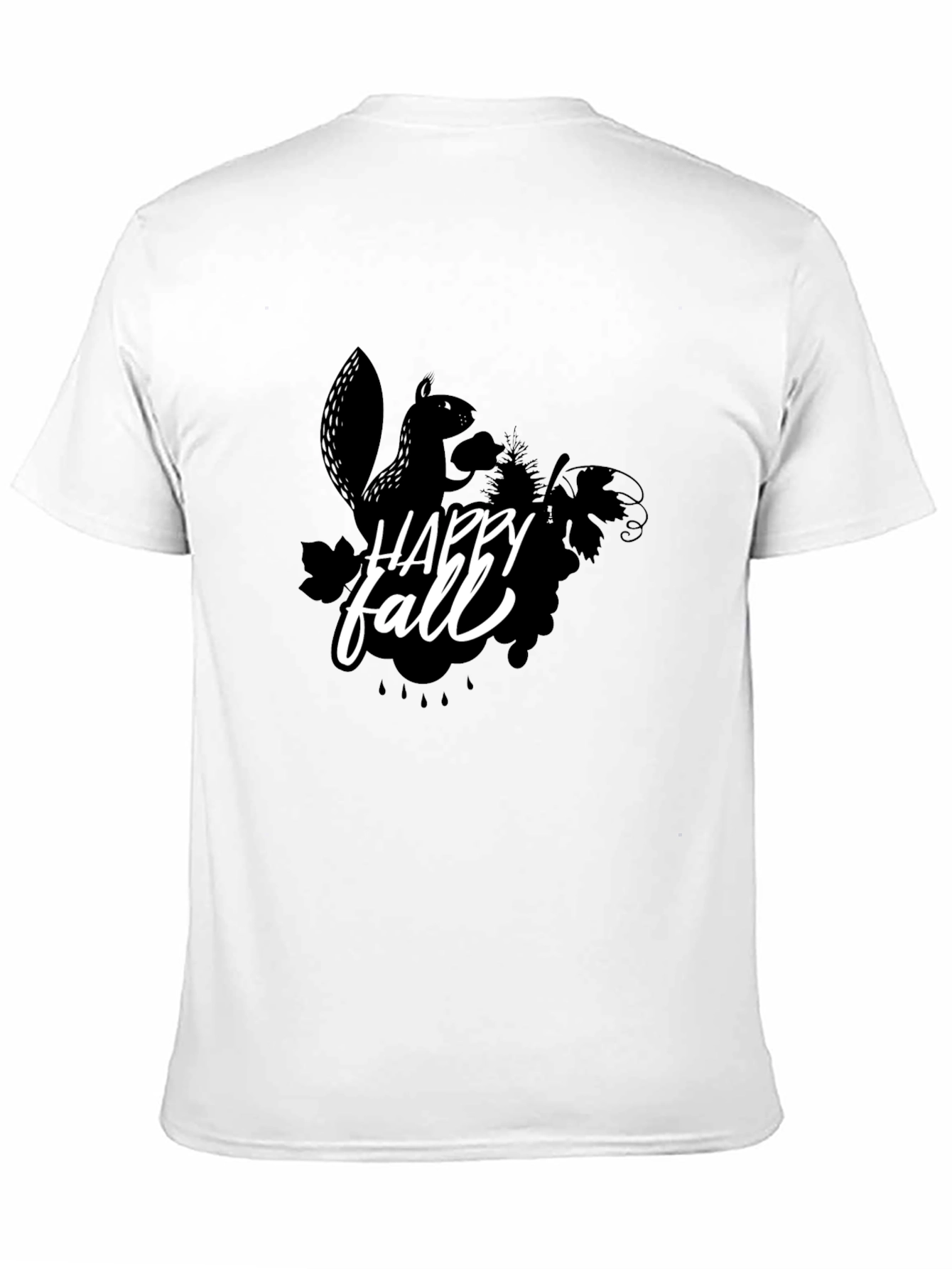 Happy Fall Squirrel Black T-Shirt