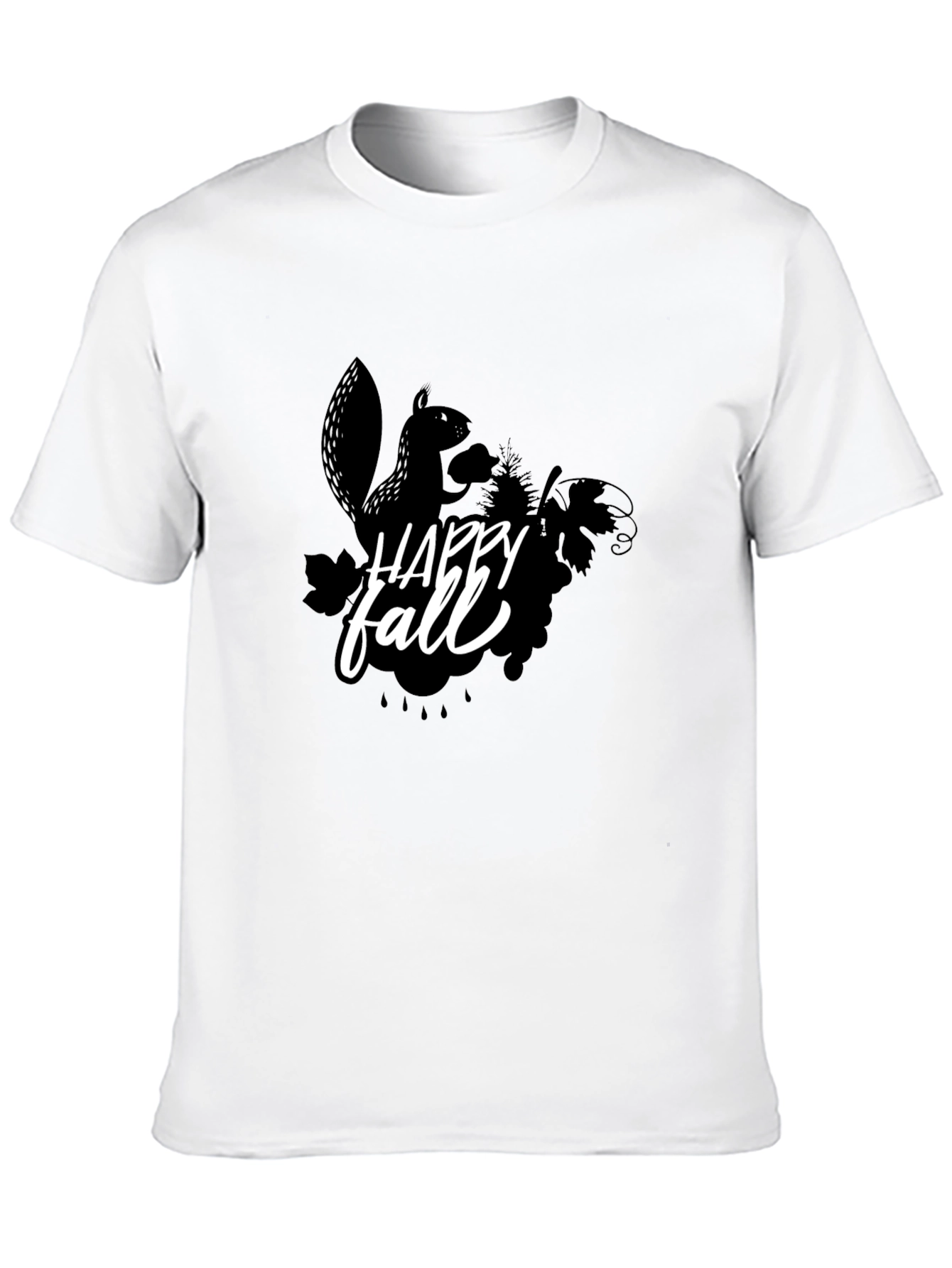 Happy Fall Squirrel Black T-Shirt