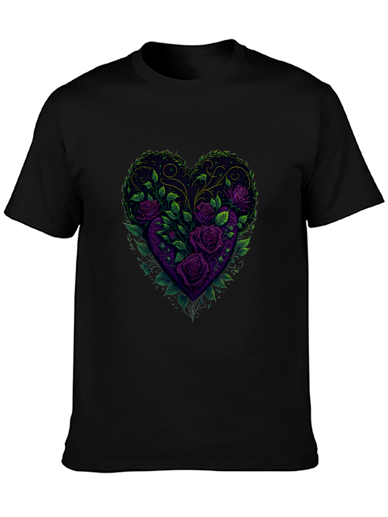 Rose Heart Graphic Tee - Romantic Floral Design