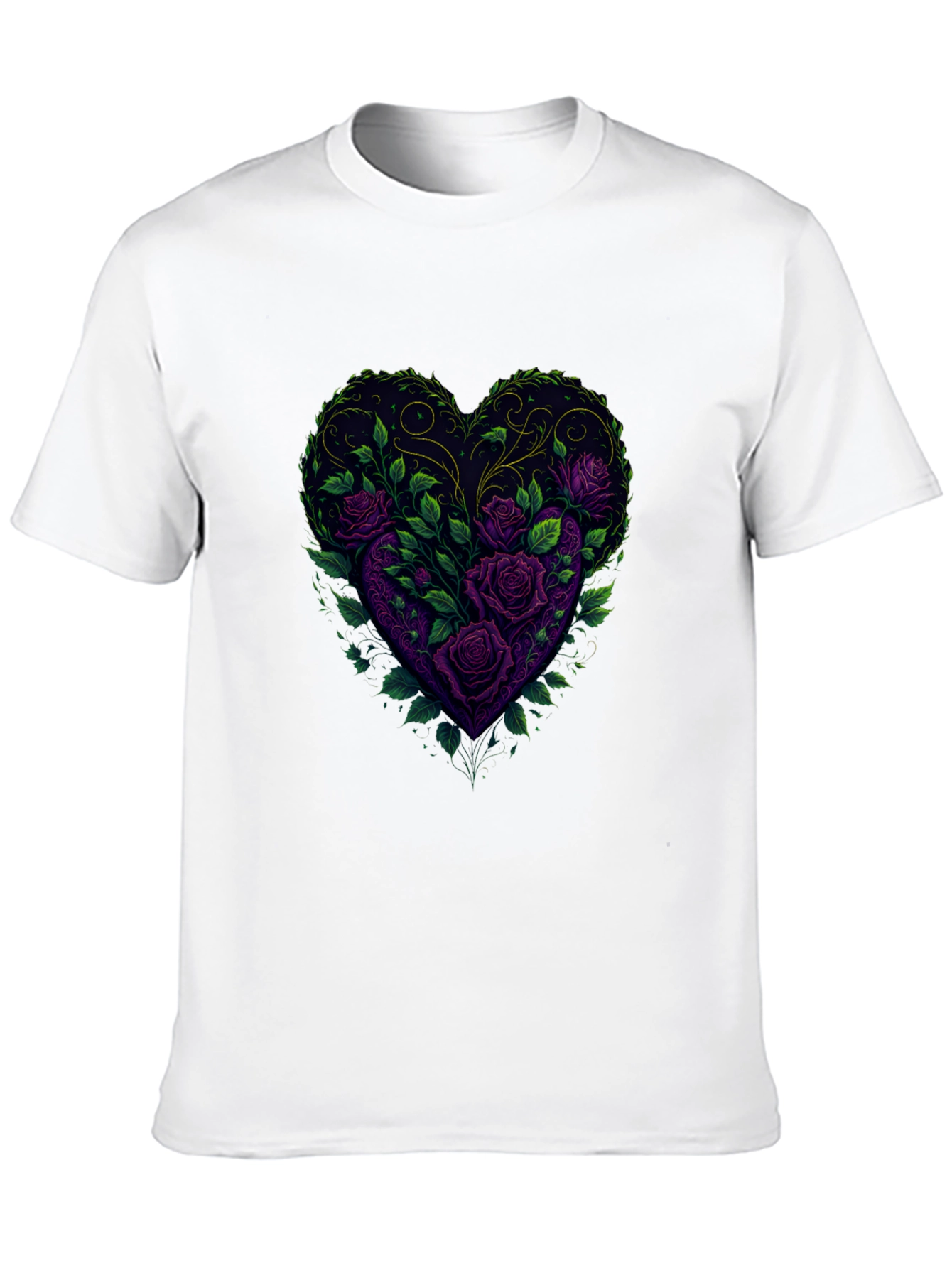 Rose Heart Graphic Tee - Romantic Floral Design