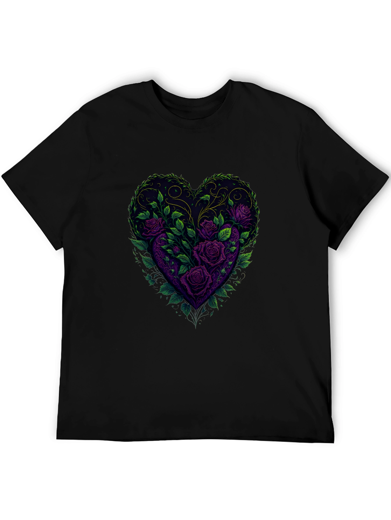 Rose Heart Graphic Tee - Romantic Floral Design