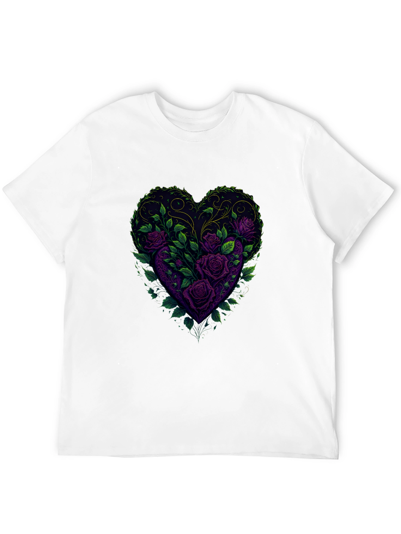 Rose Heart Graphic Tee - Romantic Floral Design