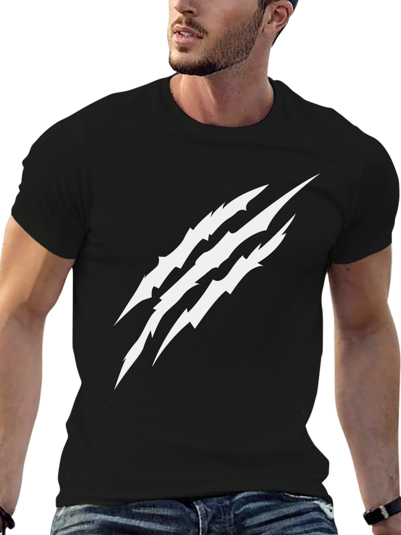 Claw Mark Graphic Print Black T-Shirt