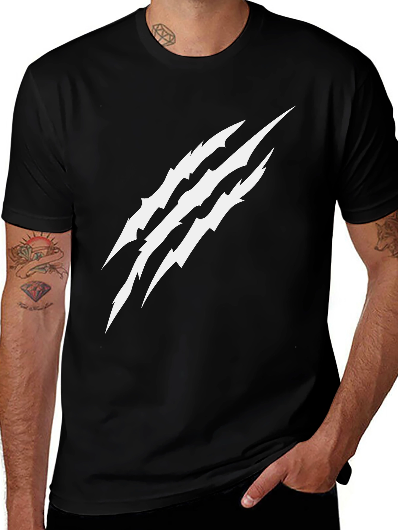 Claw Mark Graphic Print Black T-Shirt