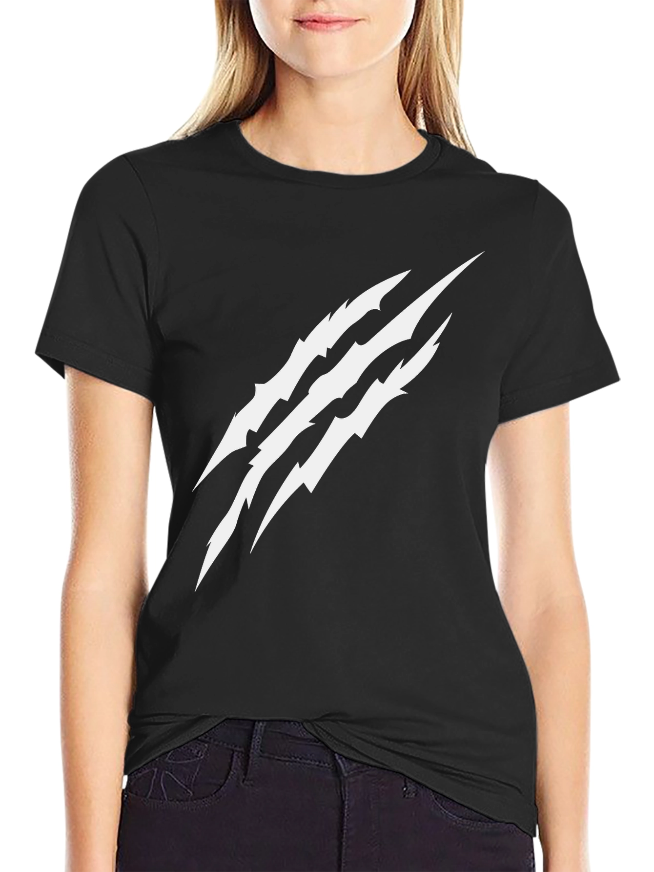 Claw Mark Graphic Print Black T-Shirt