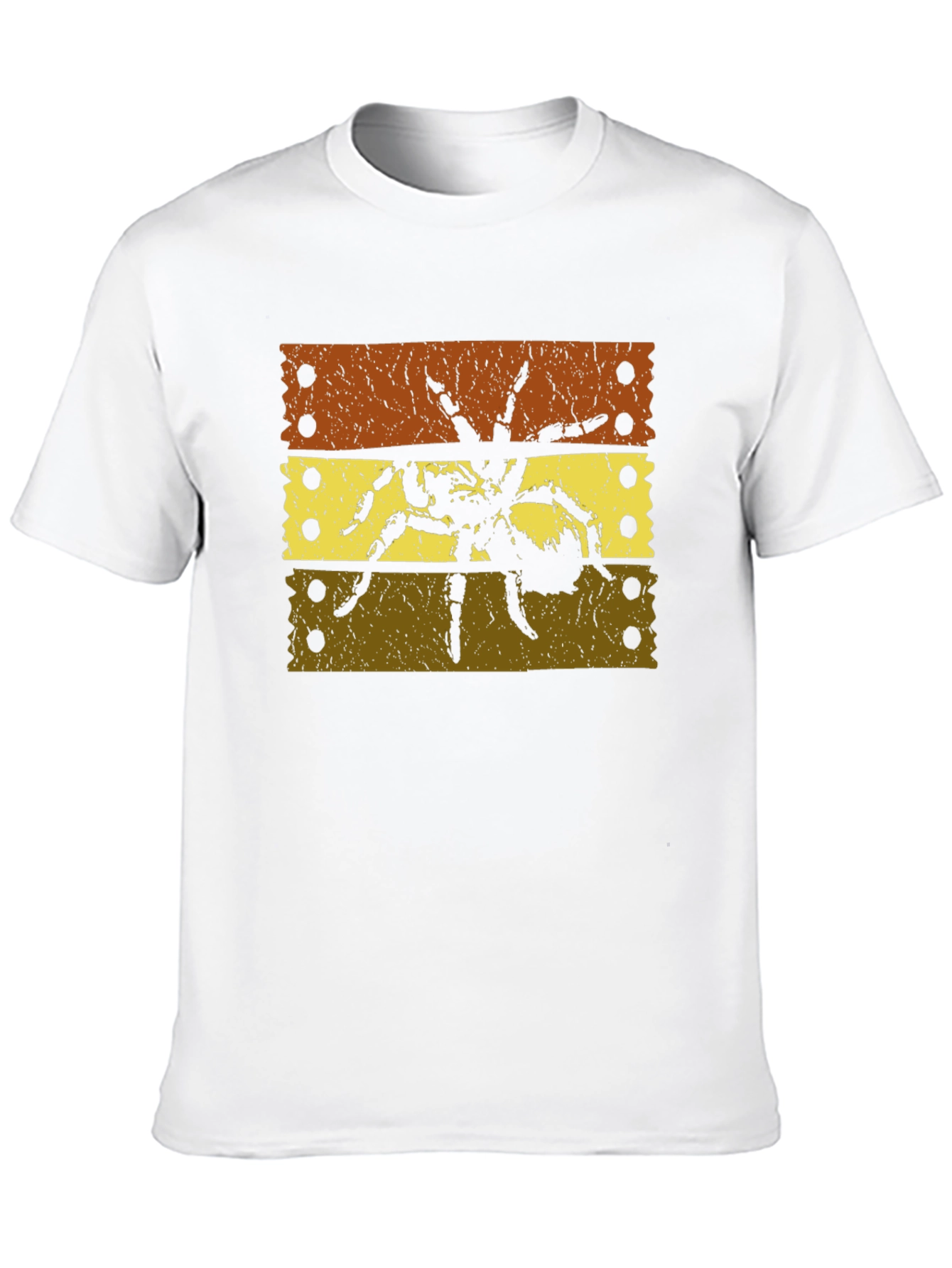 Striped Tarantula Graphic Tee - Soft Black Cotton T-Shirt