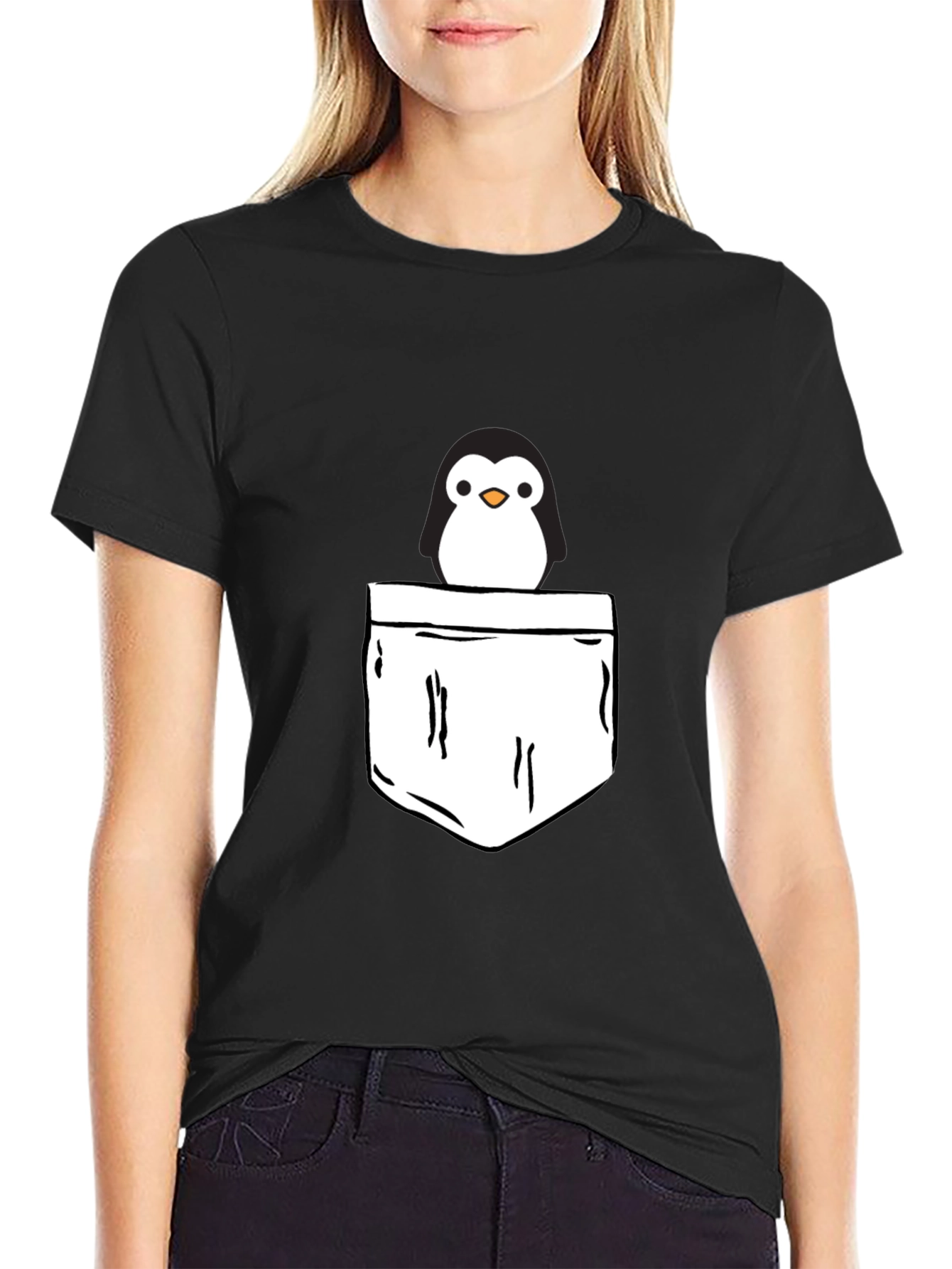 Penguin Pocket T-Shirt - Cute Graphic Tee