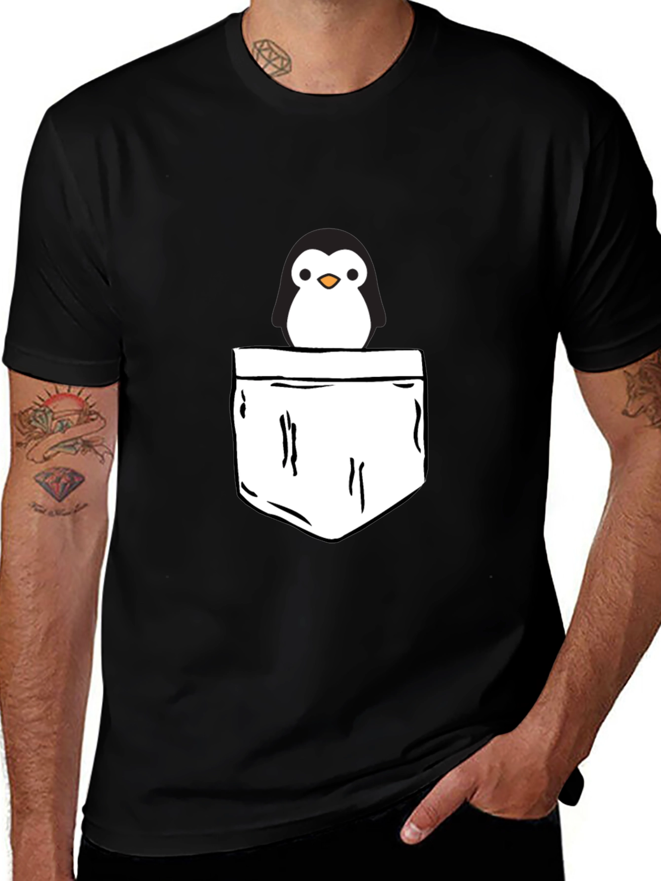 Penguin Pocket T-Shirt - Cute Graphic Tee