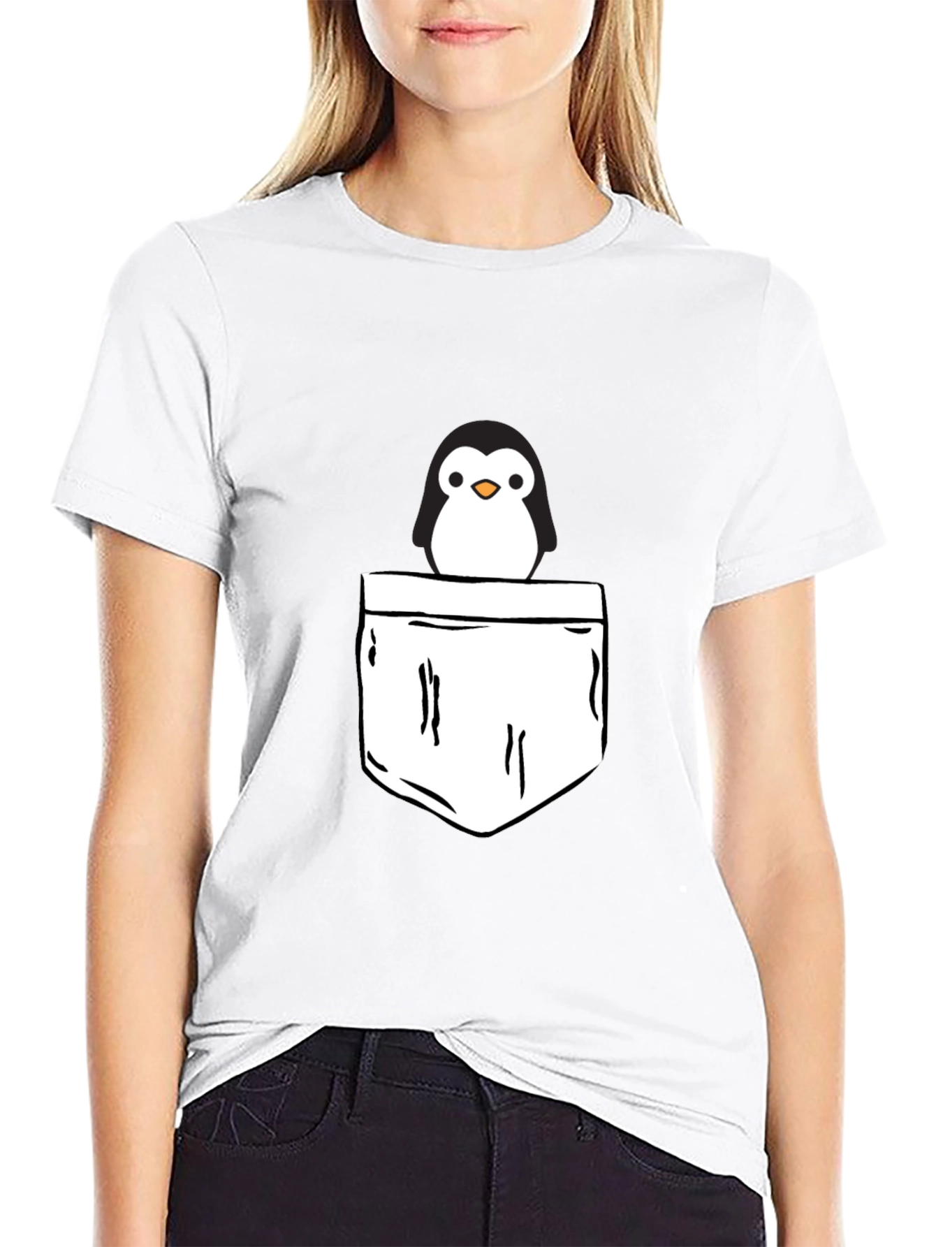 Penguin Pocket T-Shirt - Cute Graphic Tee