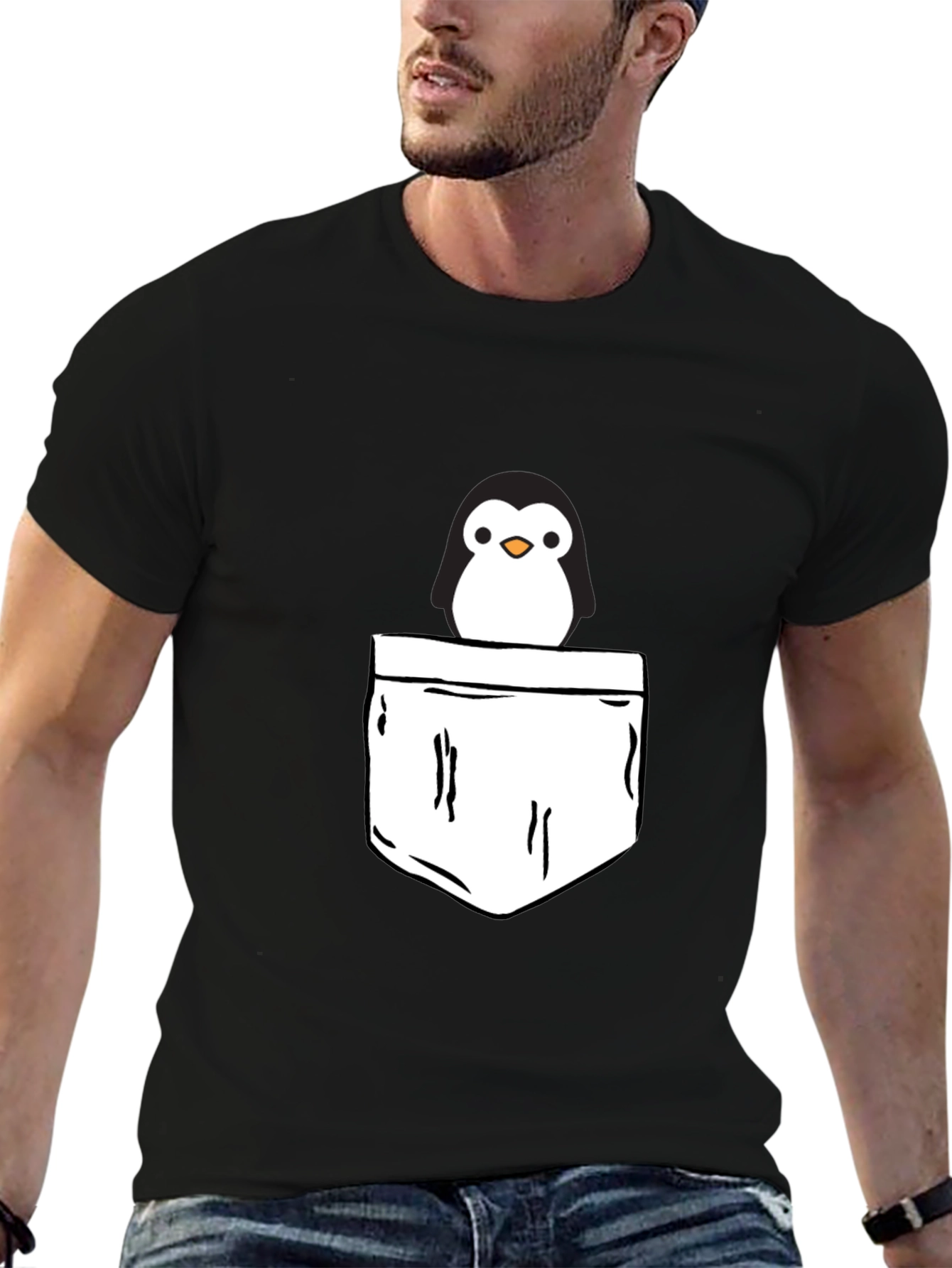Penguin Pocket T-Shirt - Cute Graphic Tee