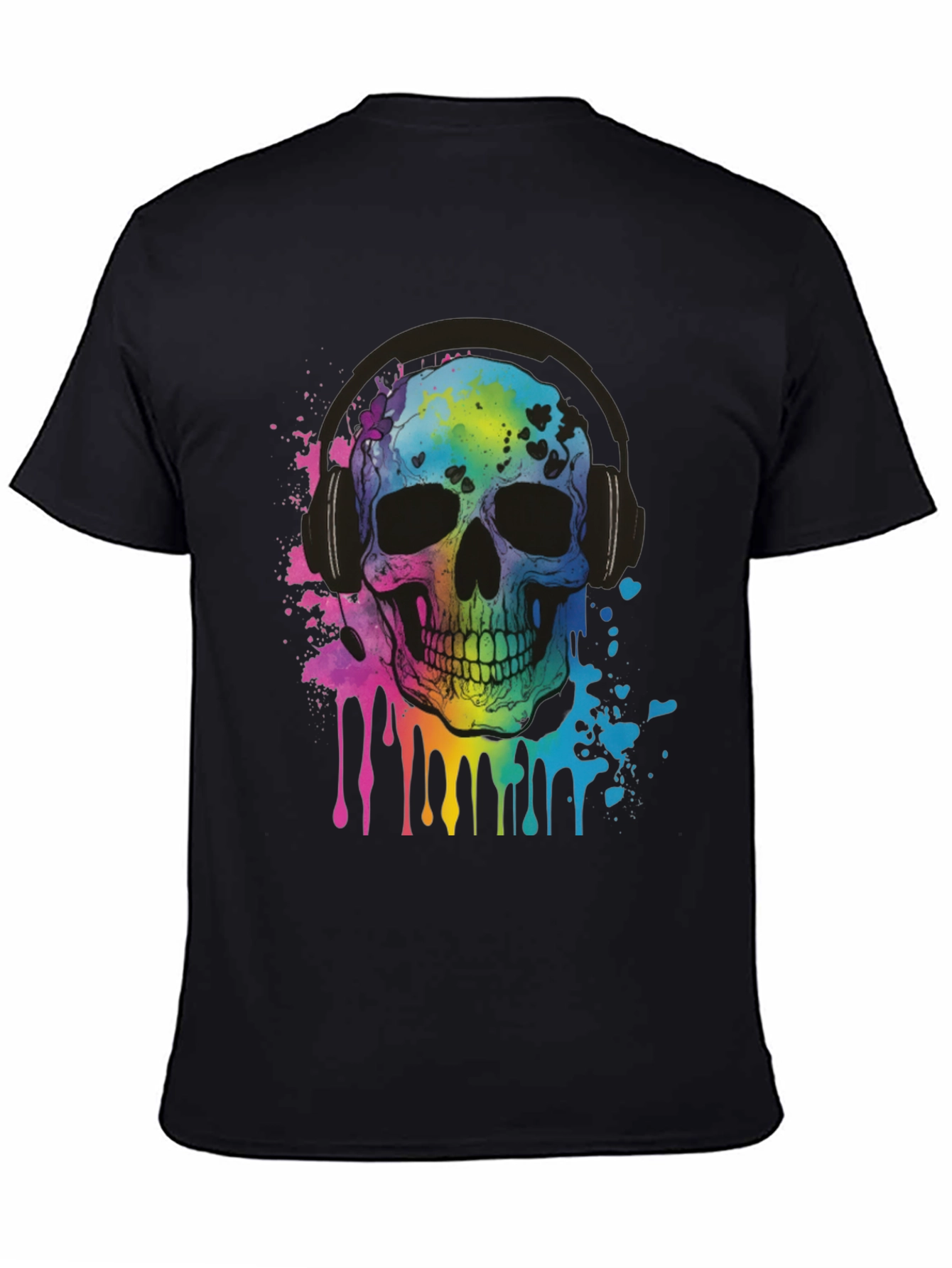 Rainbow Skull Graphic Tee - Music Lovers T-Shirt