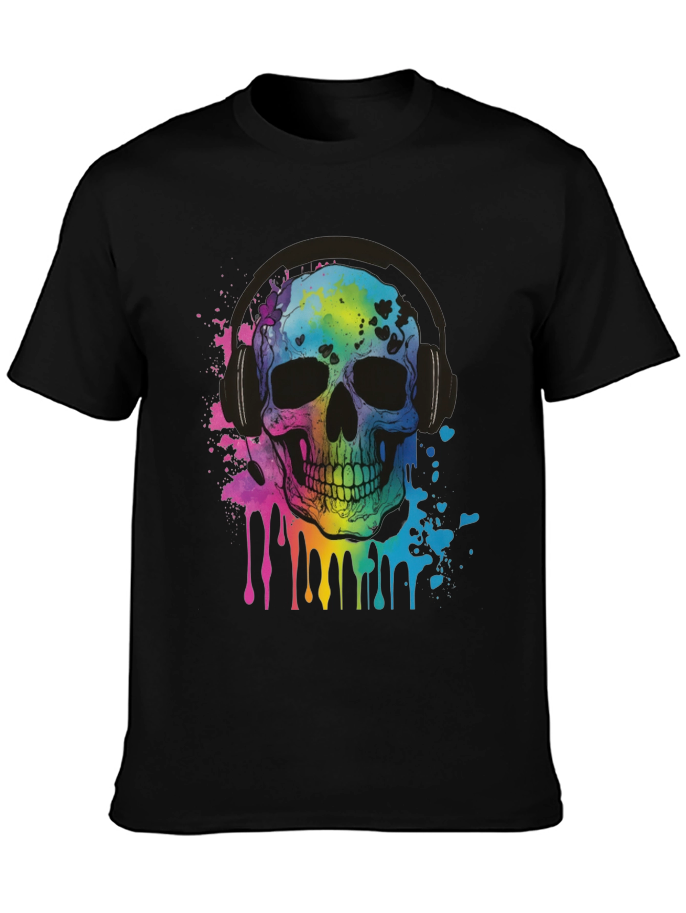 Rainbow Skull Graphic Tee - Music Lovers T-Shirt