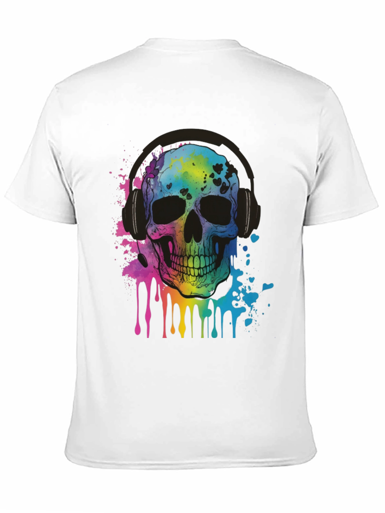 Rainbow Skull Graphic Tee - Music Lovers T-Shirt