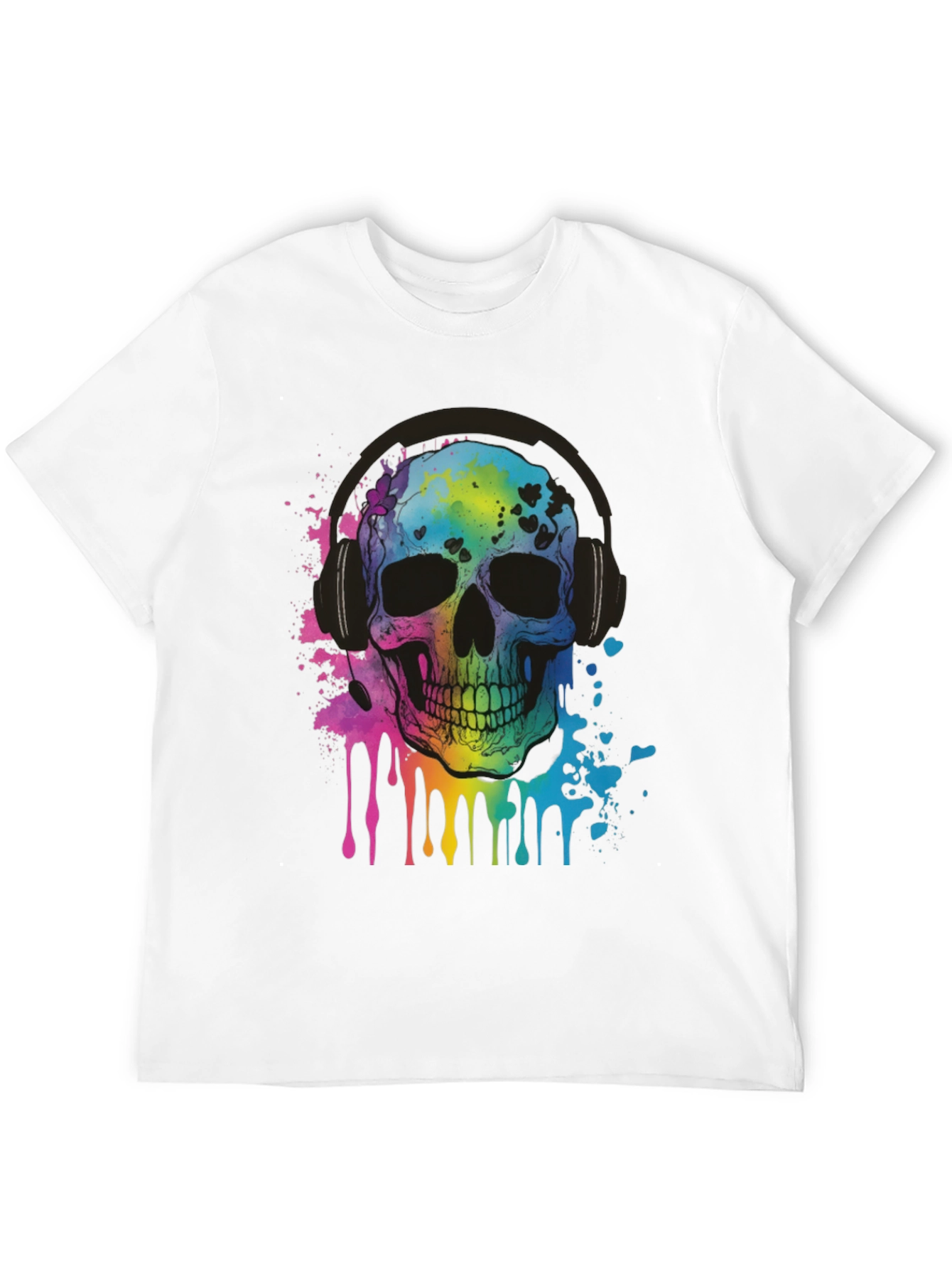 Rainbow Skull Graphic Tee - Music Lovers T-Shirt