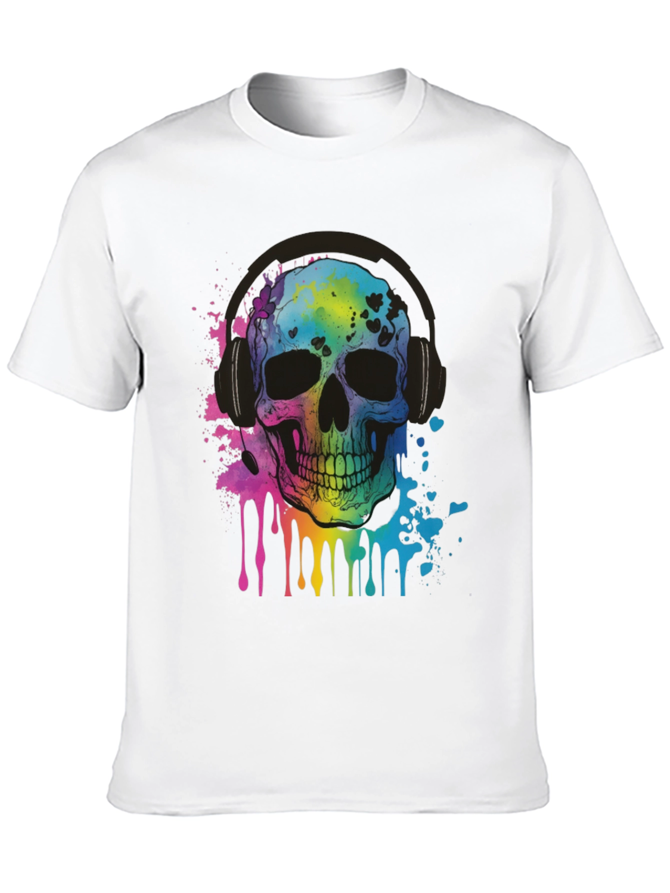 Rainbow Skull Graphic Tee - Music Lovers T-Shirt