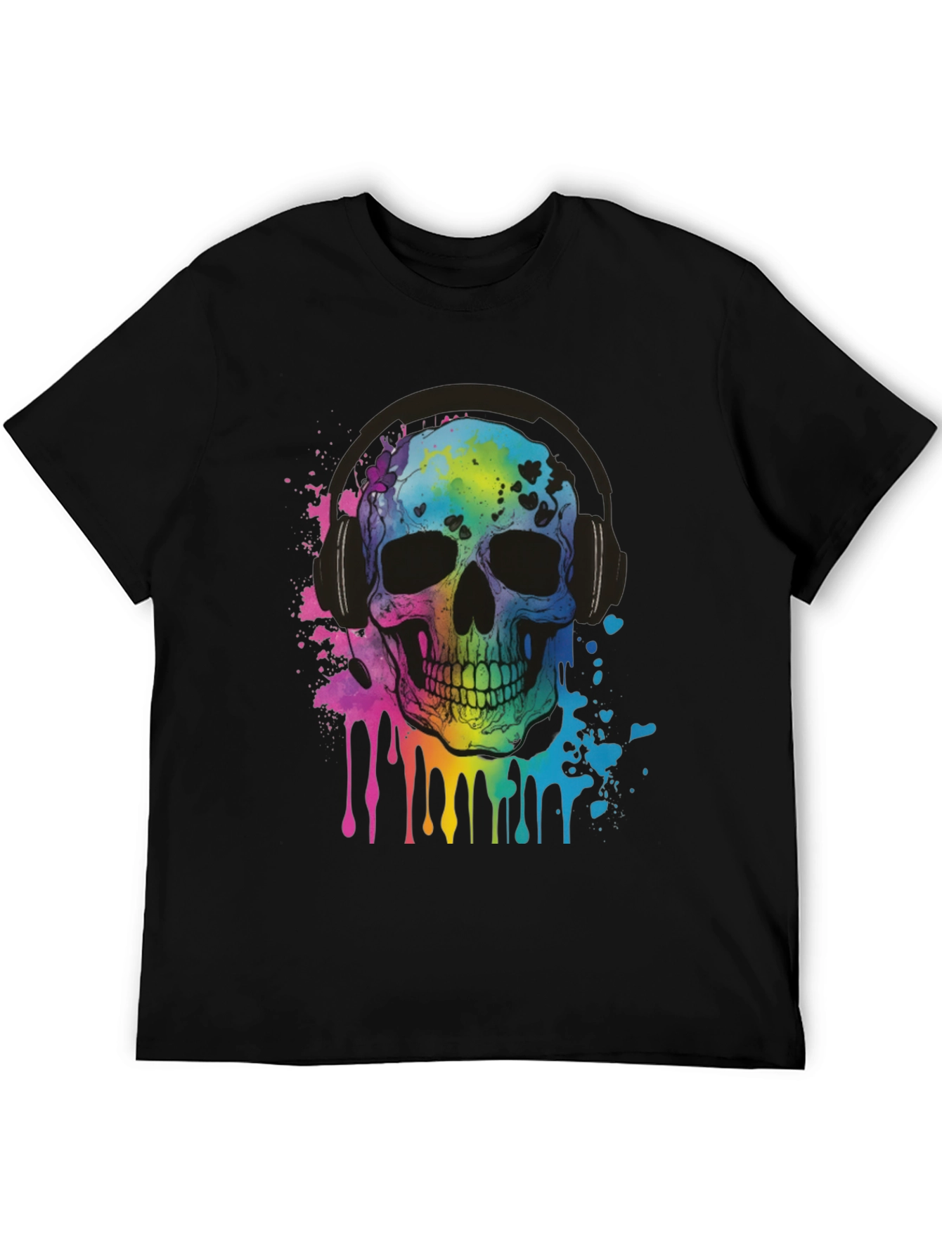 Rainbow Skull Graphic Tee - Music Lovers T-Shirt