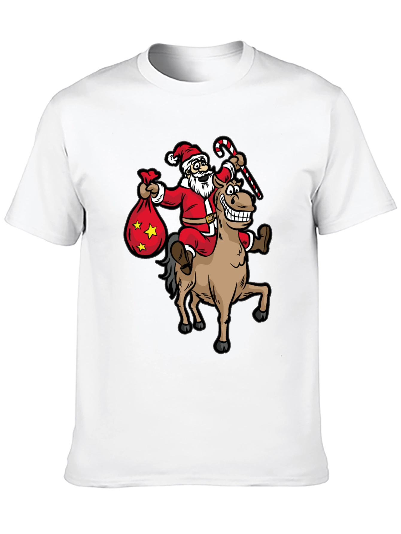 Santa Riding Horse T-Shirt - Christmas Holiday Fun