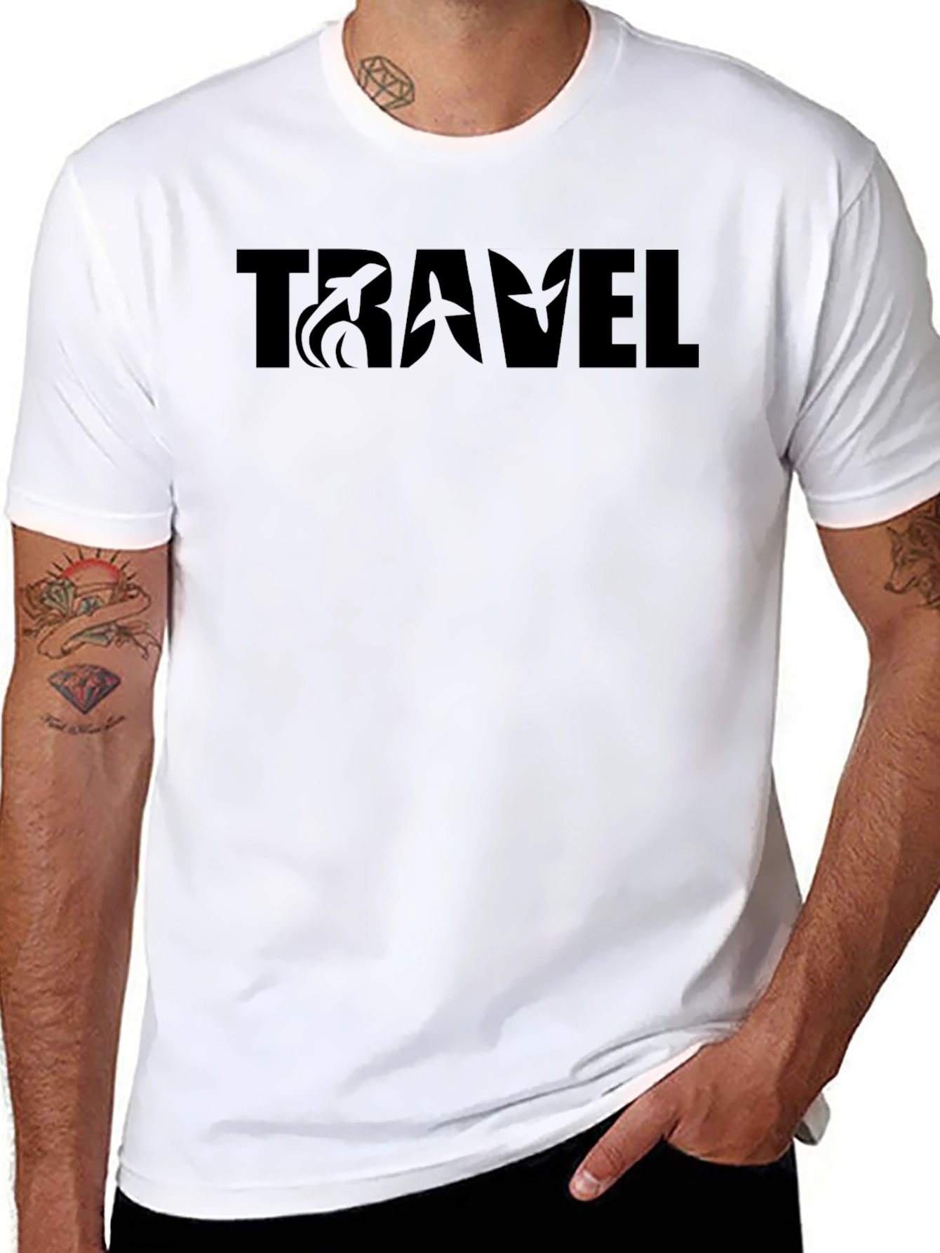 Travel Graphic T-Shirt - Black Crew Neck Tee