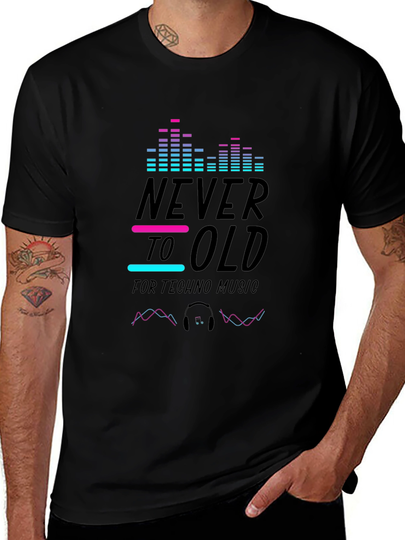 Never Too Old Techno Music T-Shirt - Black
