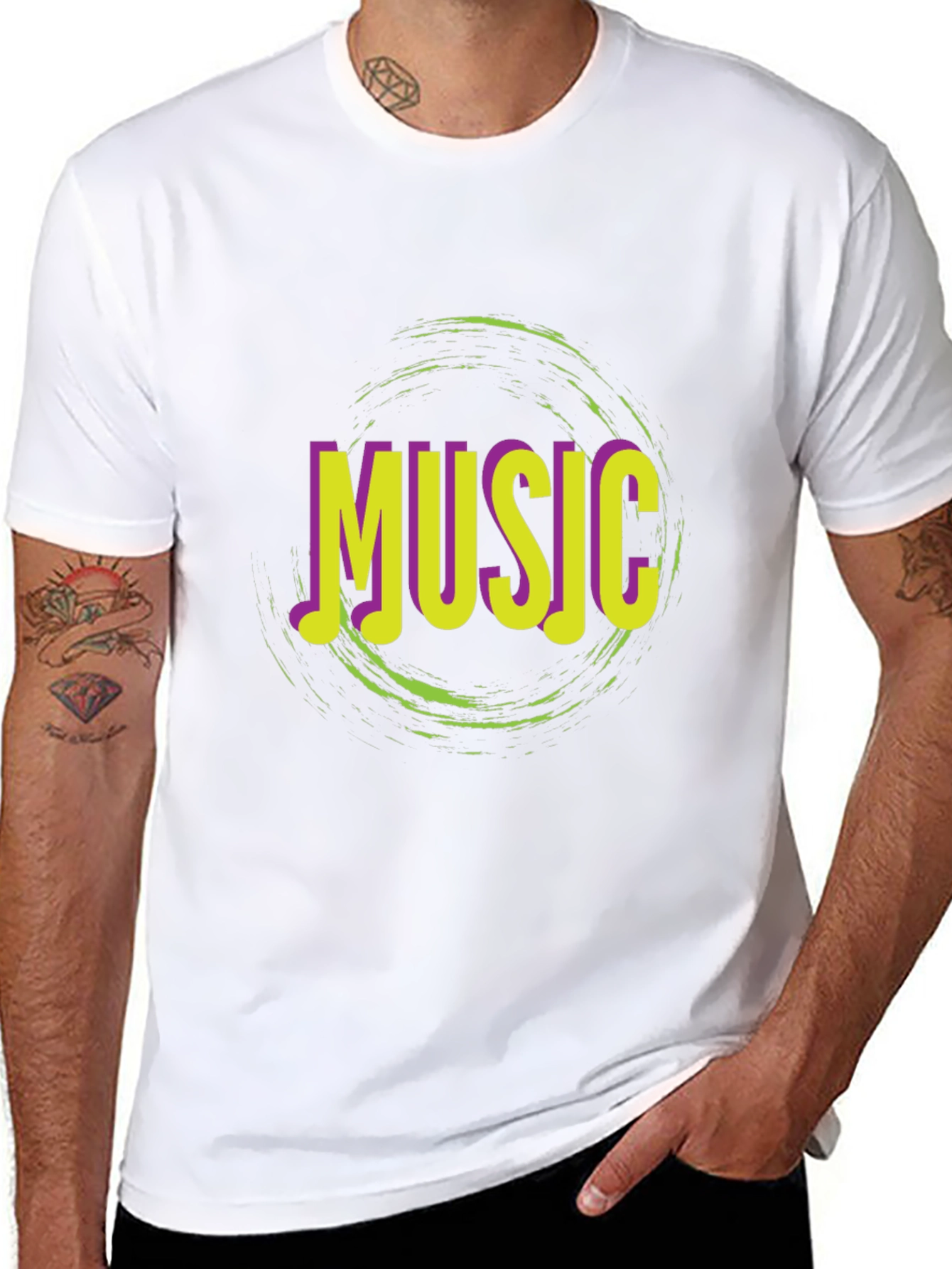 Music Graphic Print Crew Neck T-Shirt