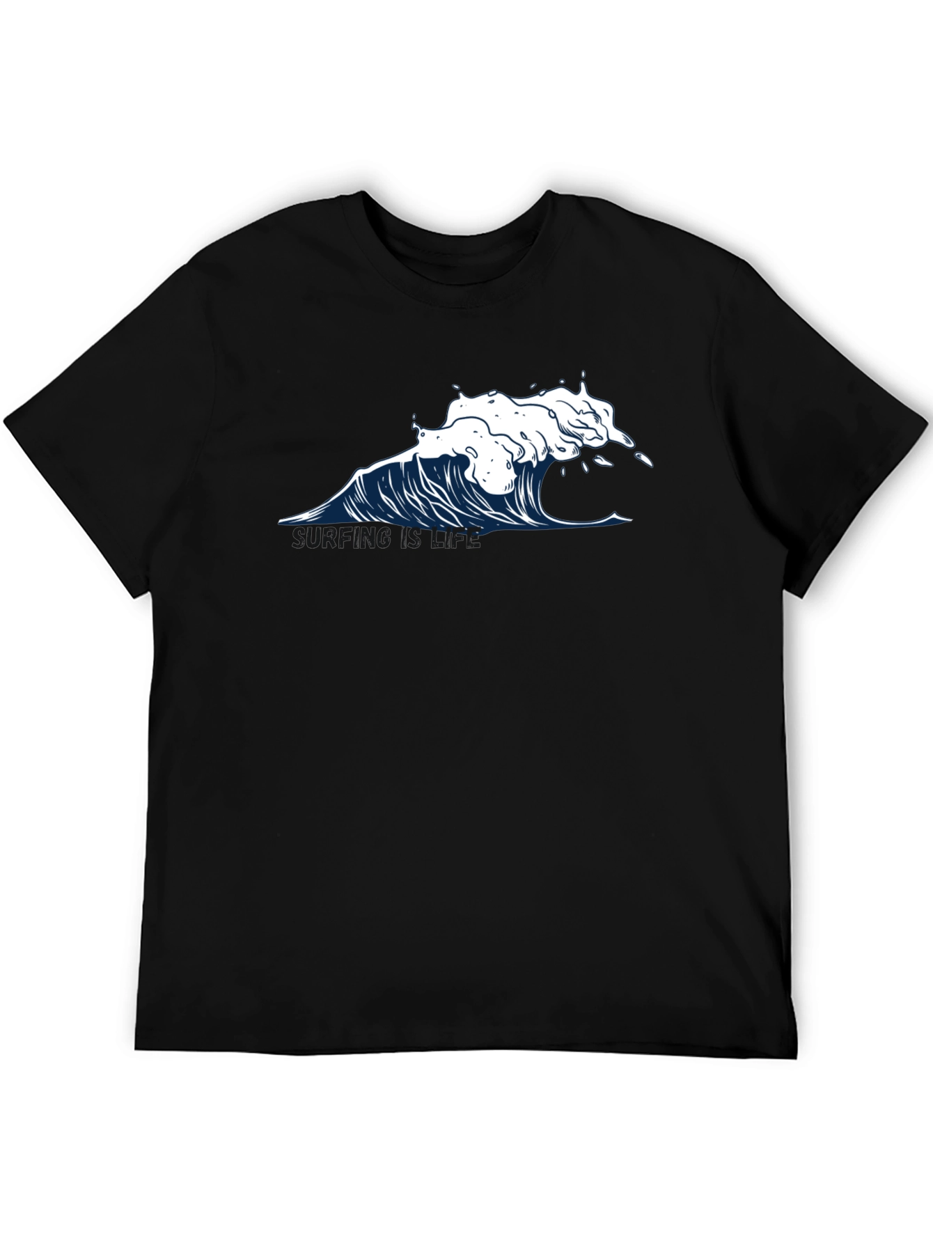 Wave Graphic T-Shirt - Black Cotton Tee
